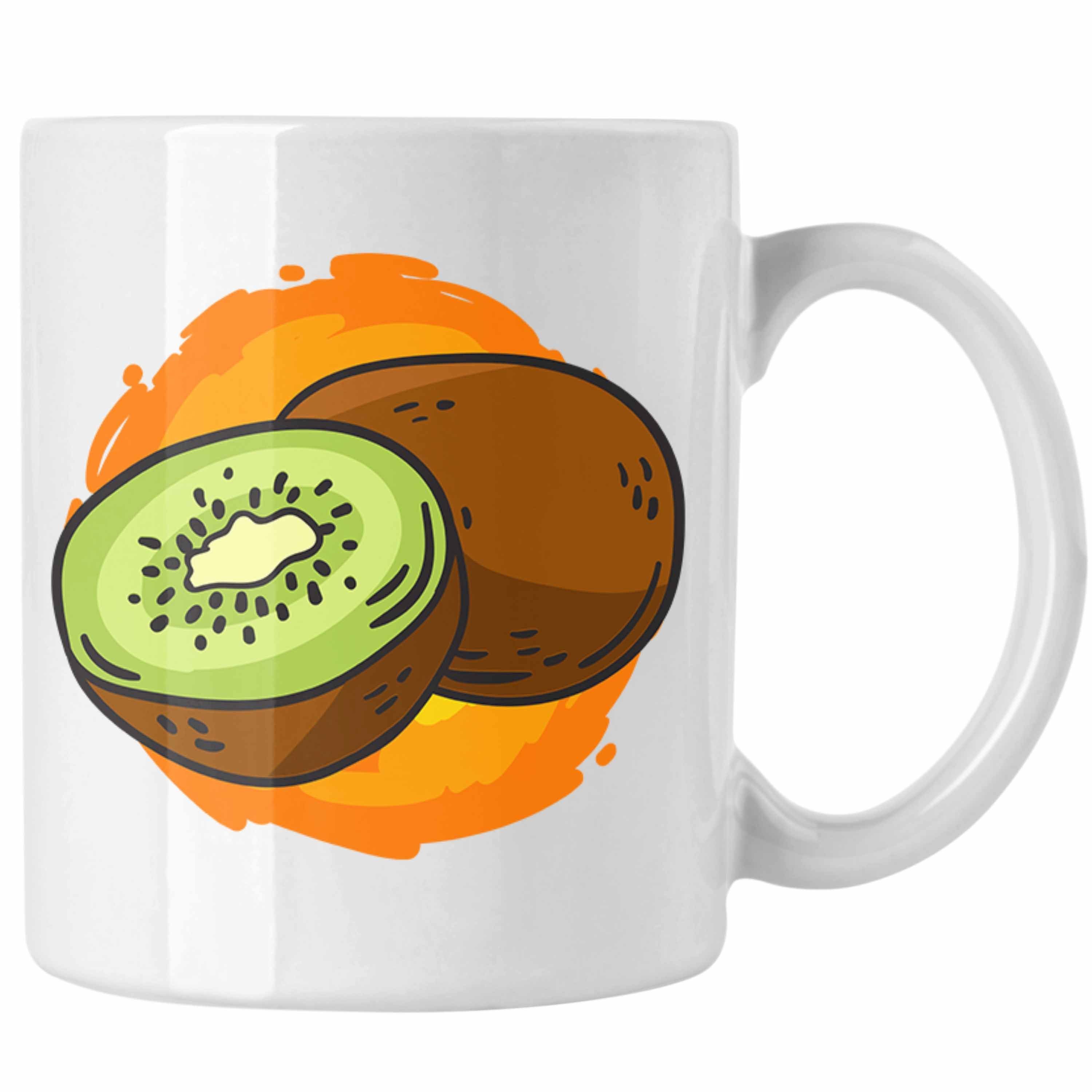 Trendation Tasse Lustige Tasse mit Kiwi-Grafik Geschenk für Kiwi-Liebhaber Weiss