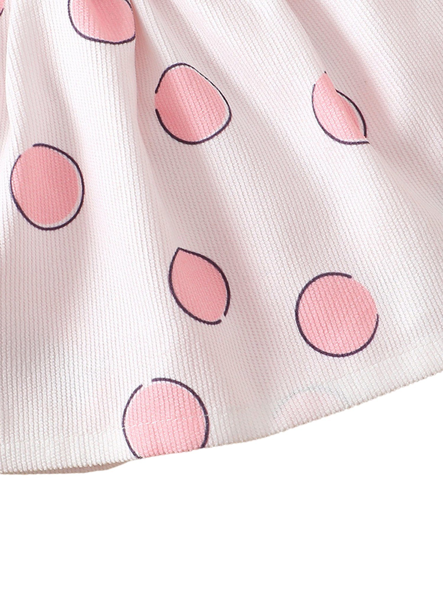 LAPA Shirt, Rock & Haarband süßes Druck & Strampler und Stirnband Polka-Dot mit Baby (3-tlg) & Häschenmuster Langärmliger Trägerkleid Mädchen