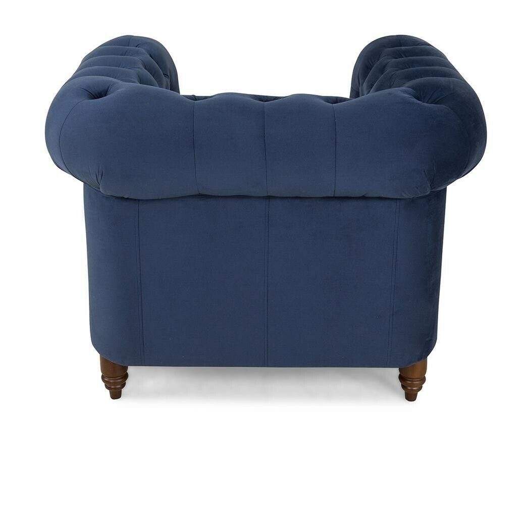 Lougne Blau Leder Club Sessel, Textil JVmoebel Chesterfield Designer Luxus 1 Sitzer Sofa Sessel