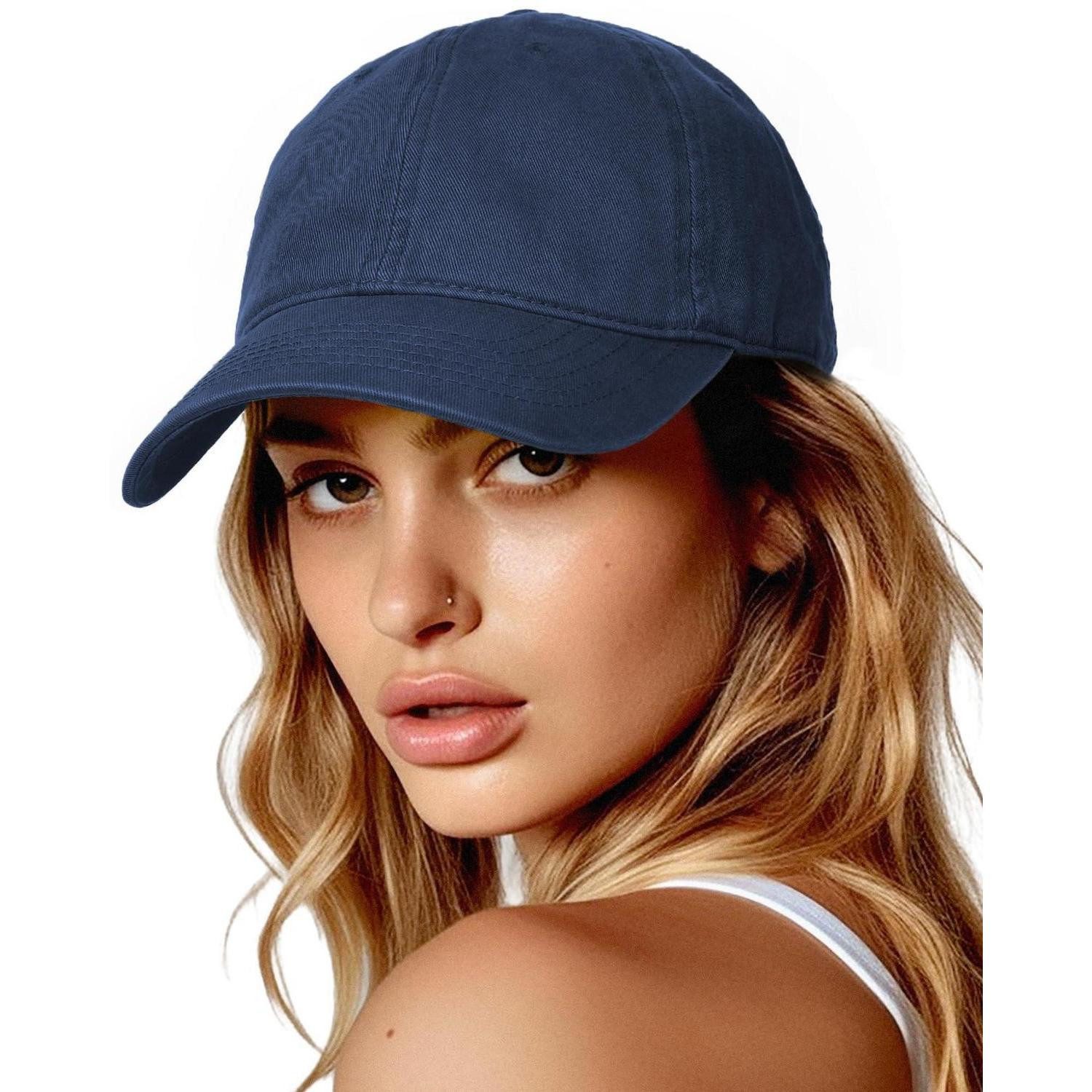 Baseball Cap Basecap Damen Baumwolle verstellbar Blau M
