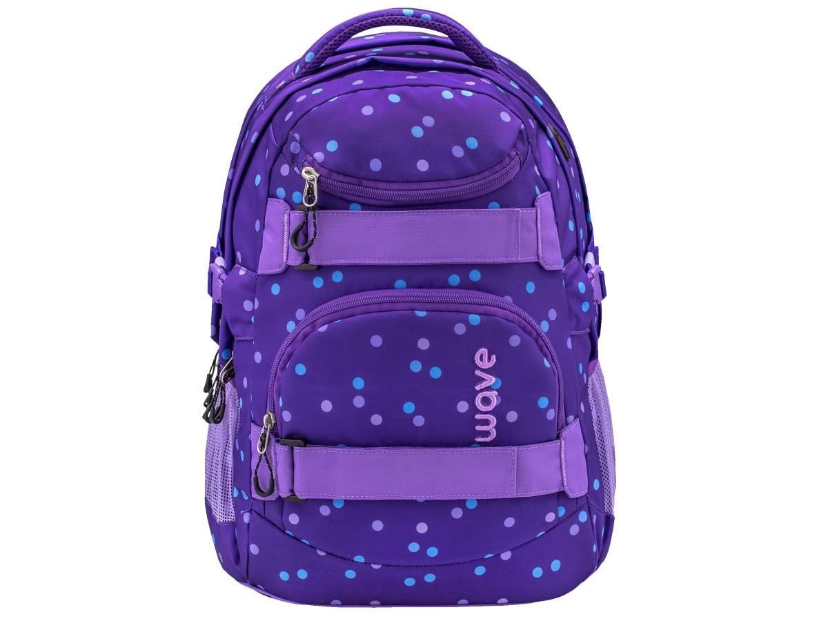 Wave Schulrucksack Infinity, Schultasche, ab Purple Jungen Klasse, für Dots Mädchen Teenager Set, 3tlg. und 5