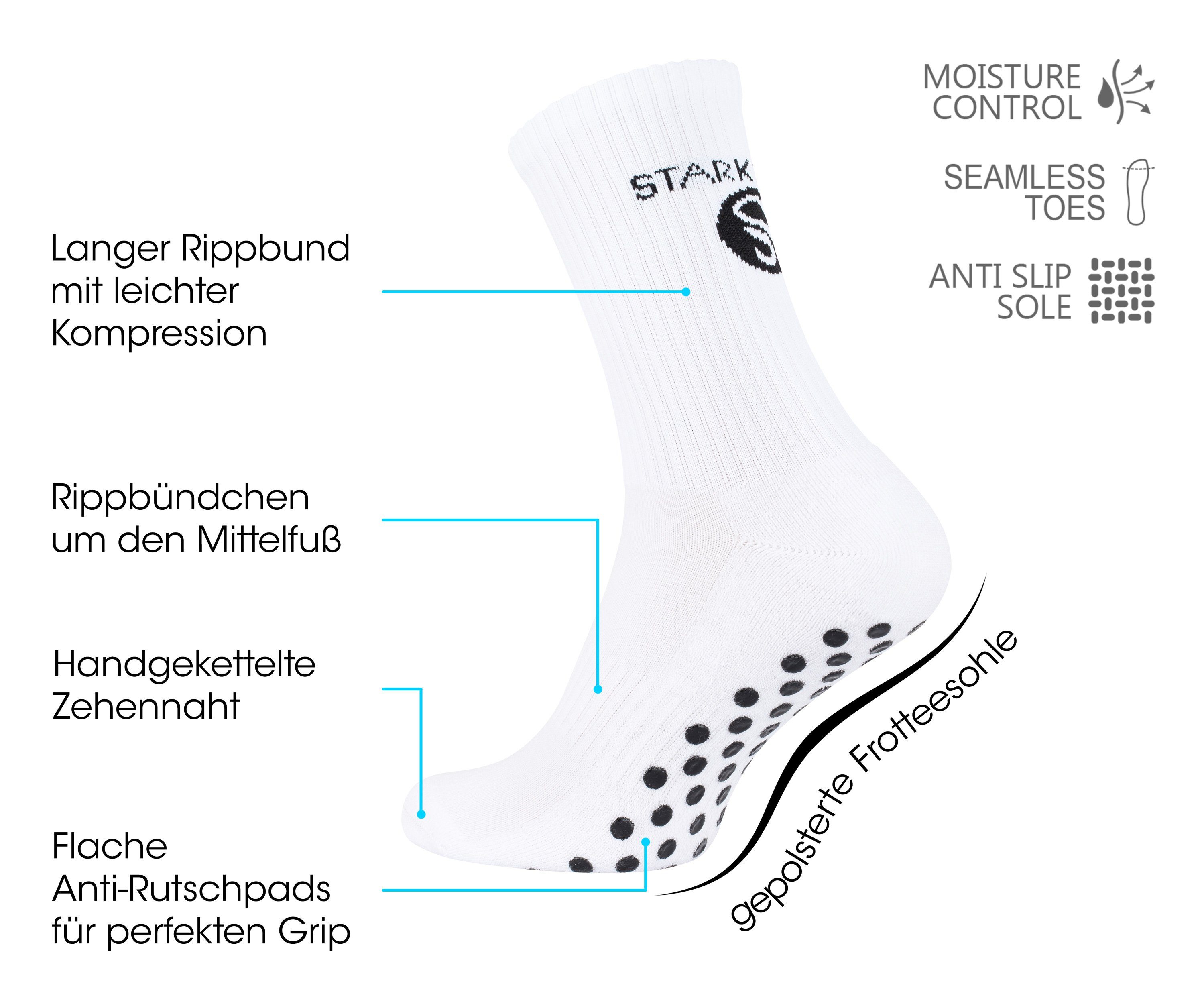 Socken Sportsocken Weiß Rutschfeste Stark Fußball Sportsocken mit Soul® Anti-Rutsch-Sohle -