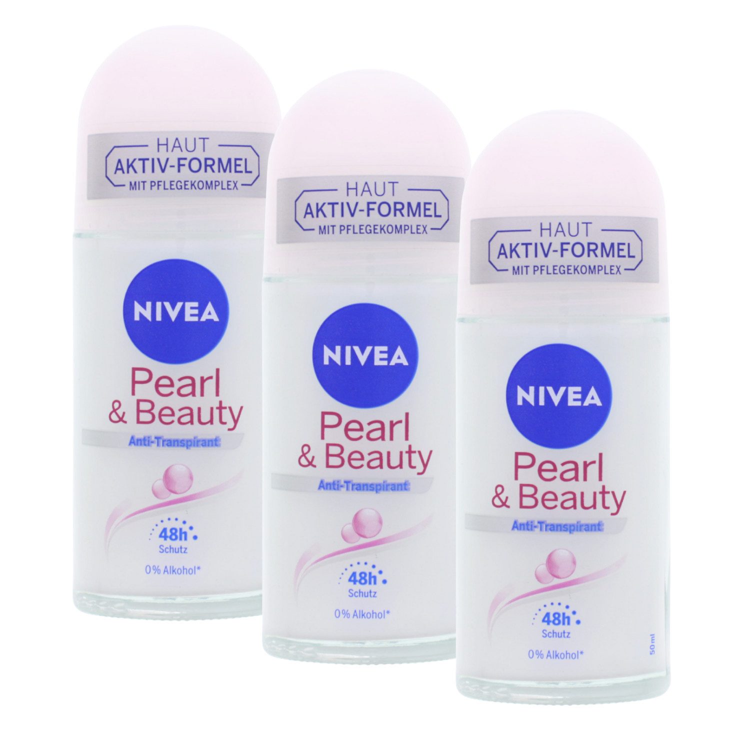 Nivea Deo-Roller 3 x Nivea Pearl & Beauty Deo Roll On je 50 ml Anti Transpirant