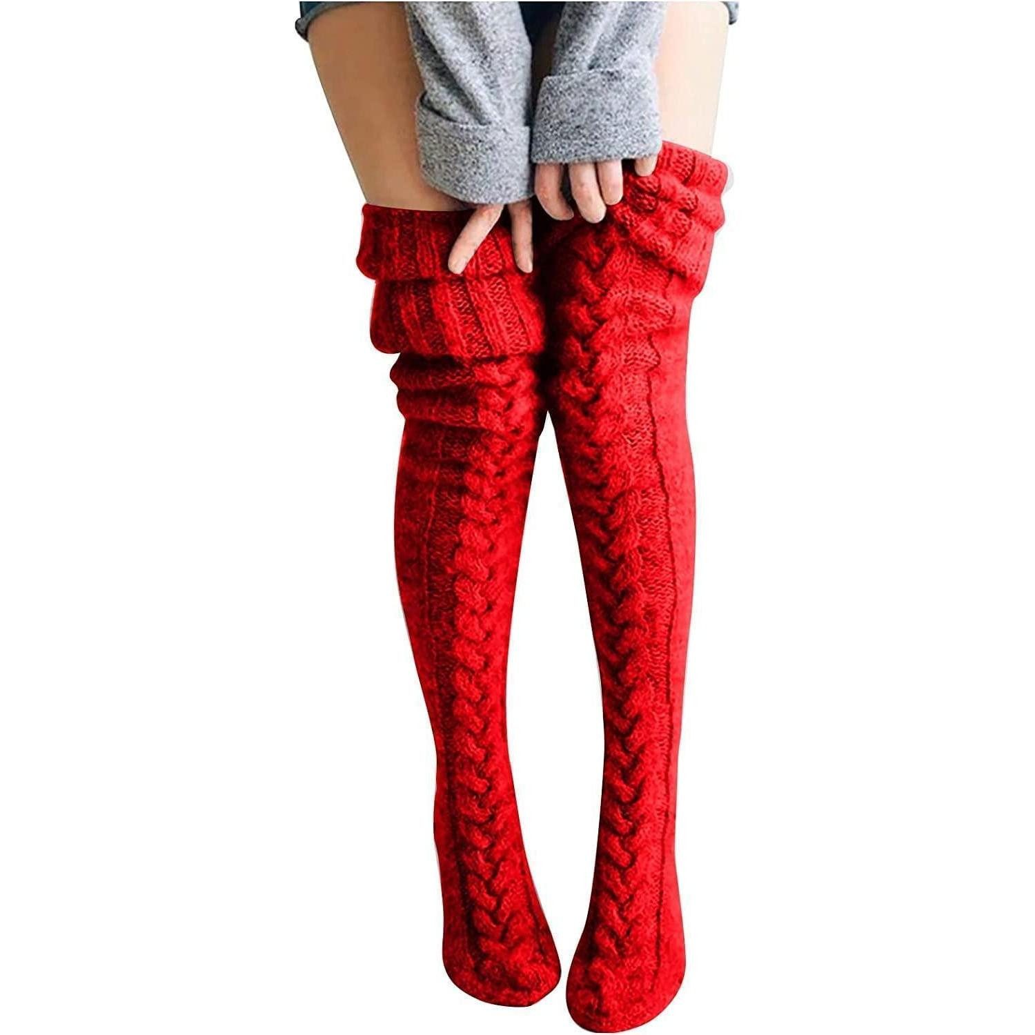 LuxusKollektion Overknees Damen Strümpfe Overknee Strick Rot Einheitsgröße