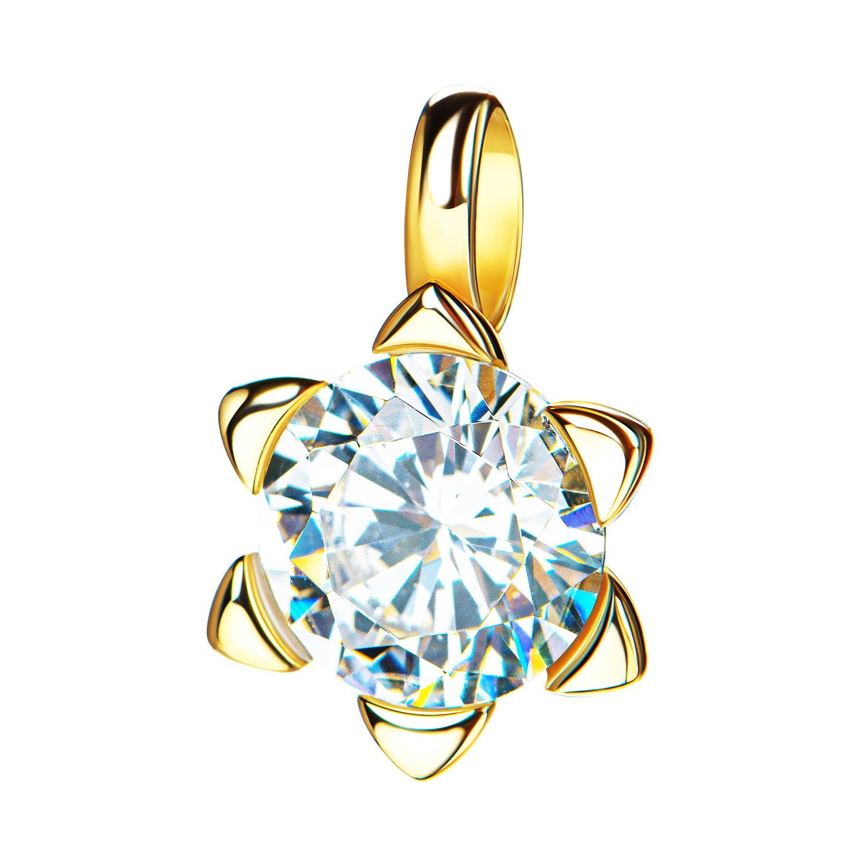 JEVELION Kristallanhänger Zikonia-Stern Anhänger 585 Gold (Goldanhänger, für Damen), Schmuckanhänger- Made in Germany