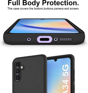 MSM Handyhülle Hülle für Samsung Galaxy A34 5G Schwarz Matt Silikon Schutz Tasche