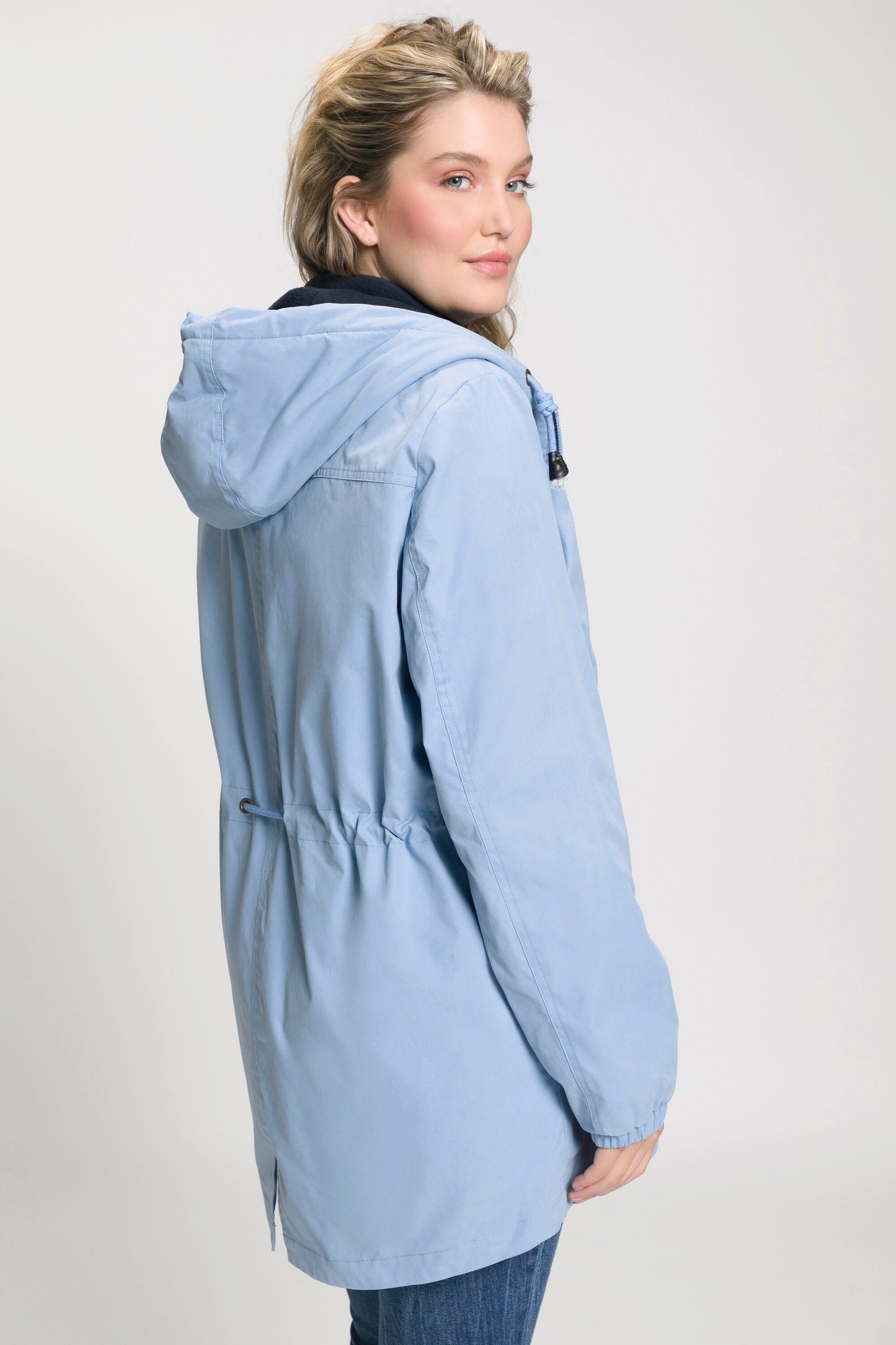 2-in1-Jacke helles blau Popken HYPRAR wasserabweisend mit Fleeceweste Ulla Parka