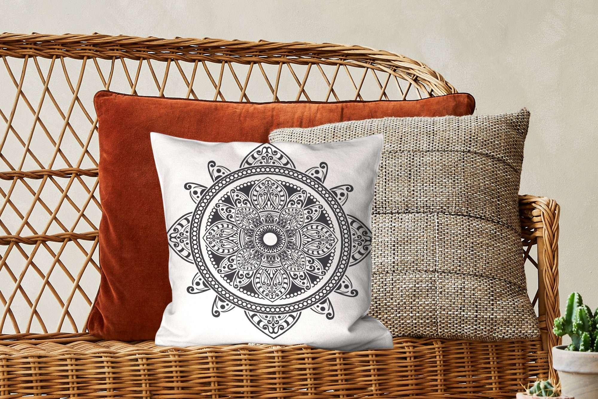 Füllung Blumenmuster, Schlafzimmer, Zierkissen für Wohzimmer, Sofakissen MuchoWow Dekokissen Mandala mit Deko,