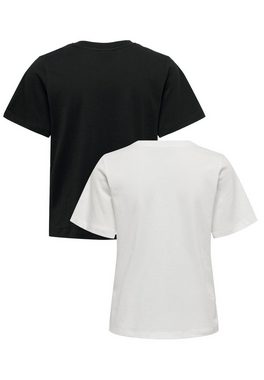 JACQUELINE de YONG T-Shirt Basic T-Shirt 2-er Set VMPAULA (2-tlg) 5417 in Schwarz-Weiß