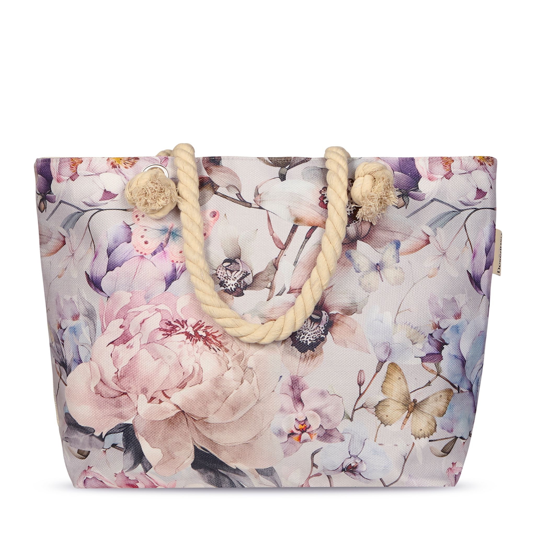 JACK Strandtasche Reißverschluss Baumwolle Descanso, mit wunderschönem Design, 40x55cm, Beachbag mit Innentasche – Bild 3 von 5
