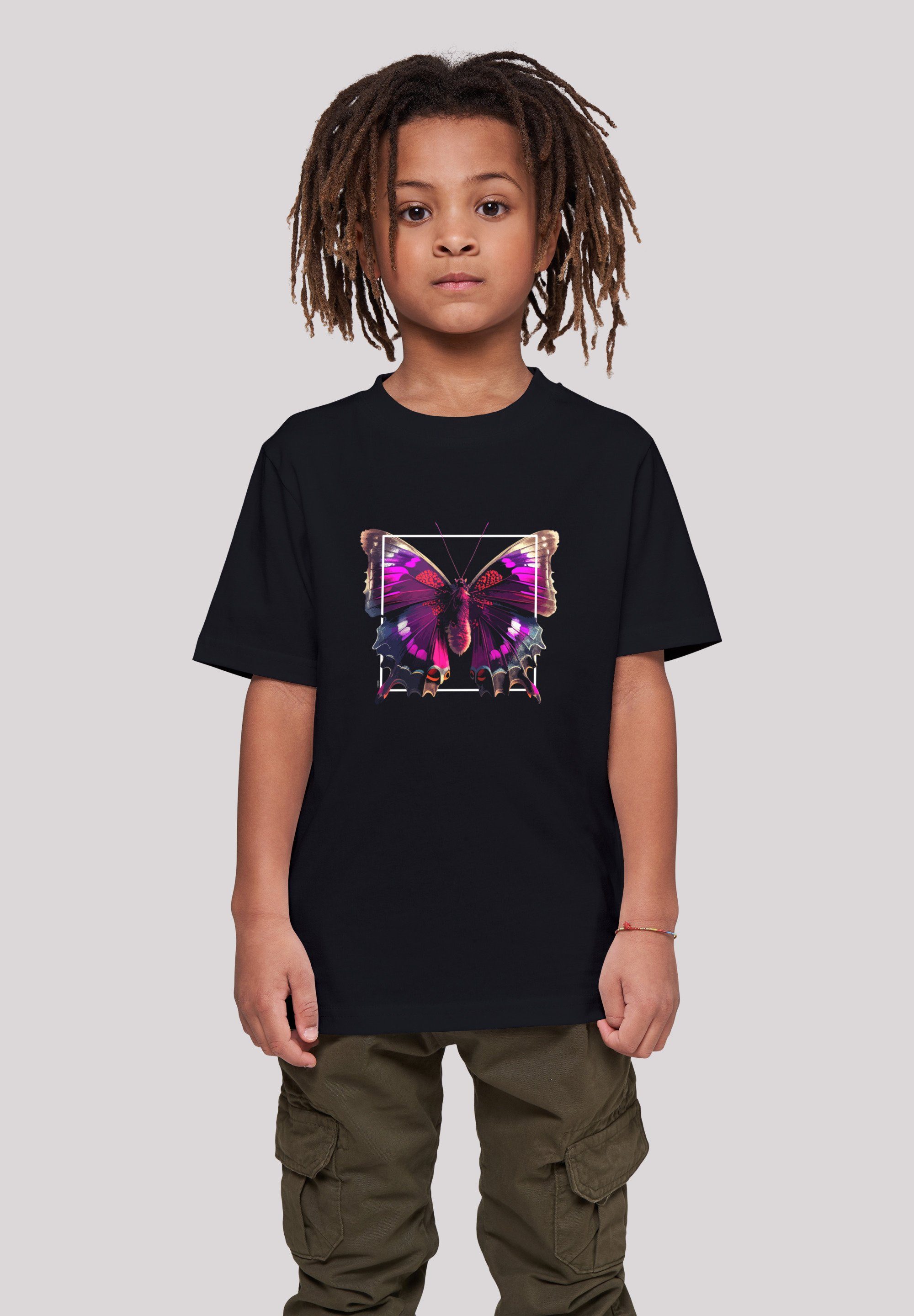 T-Shirt Print Schmetterling UNISEX TEE F4NT4STIC schwarz Pink