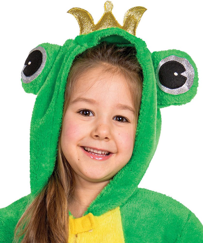 Karneval-Klamotten Kostüm Frosch Kinder Mädchen Kapuzenkleid Plüsch, Kinderkostüm Froschkleid Tier Mädchenkostüm Karnevalskostüm