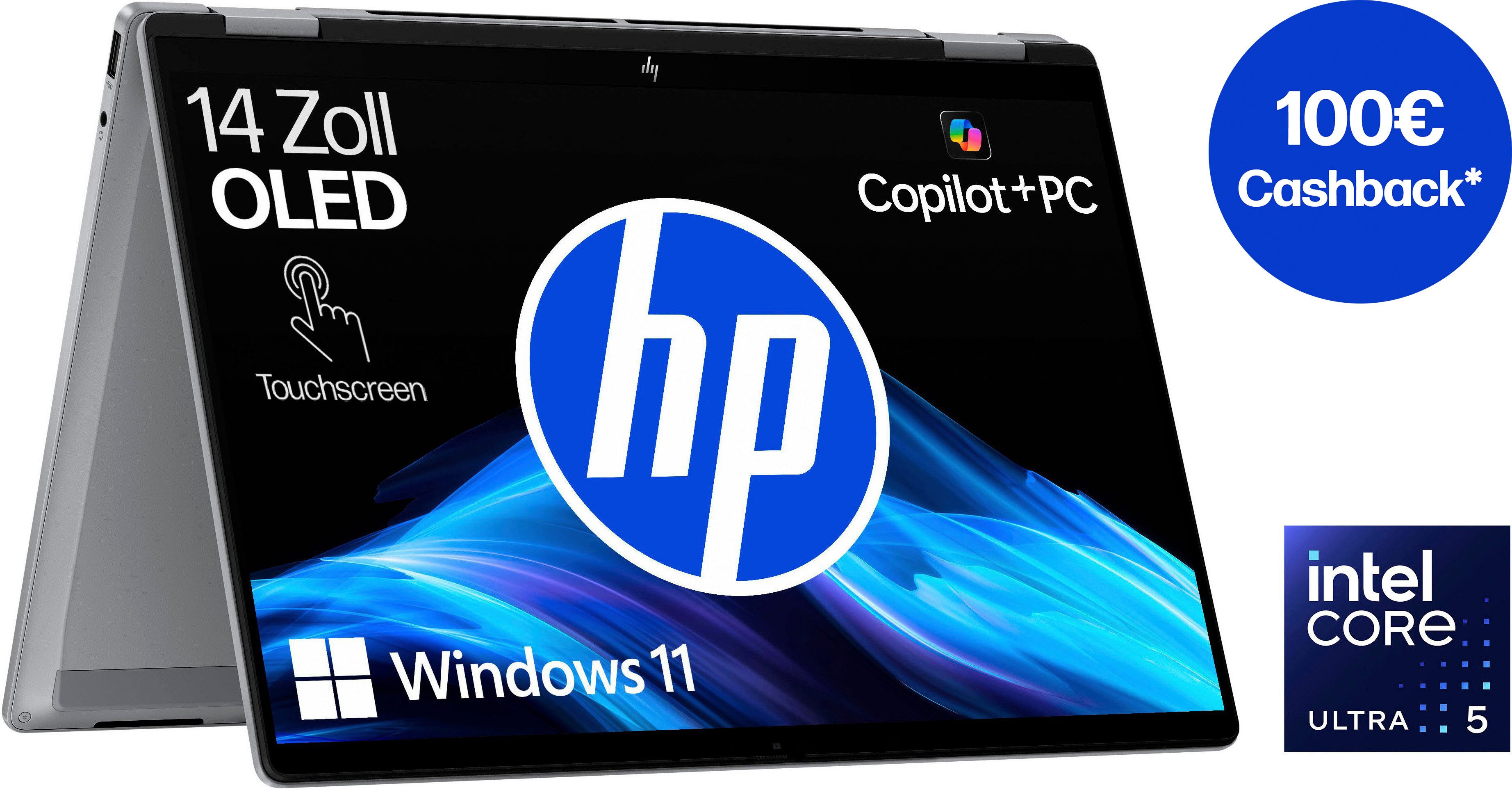 HP OmniBook X Flip 14-fm0272ng Convertible Notebook (35,6 cm/14 Zoll, Intel Core Ultra 5 226V, ARC 130V, 512 GB SSD)