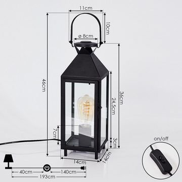 hofstein Tischleuchte »Tavenna« Tischlampe aus Metall/Glas in Schwarz/Klar, ohne Leuchtmittel, mit Schirm Glas u. An-/Ausschalter, E27