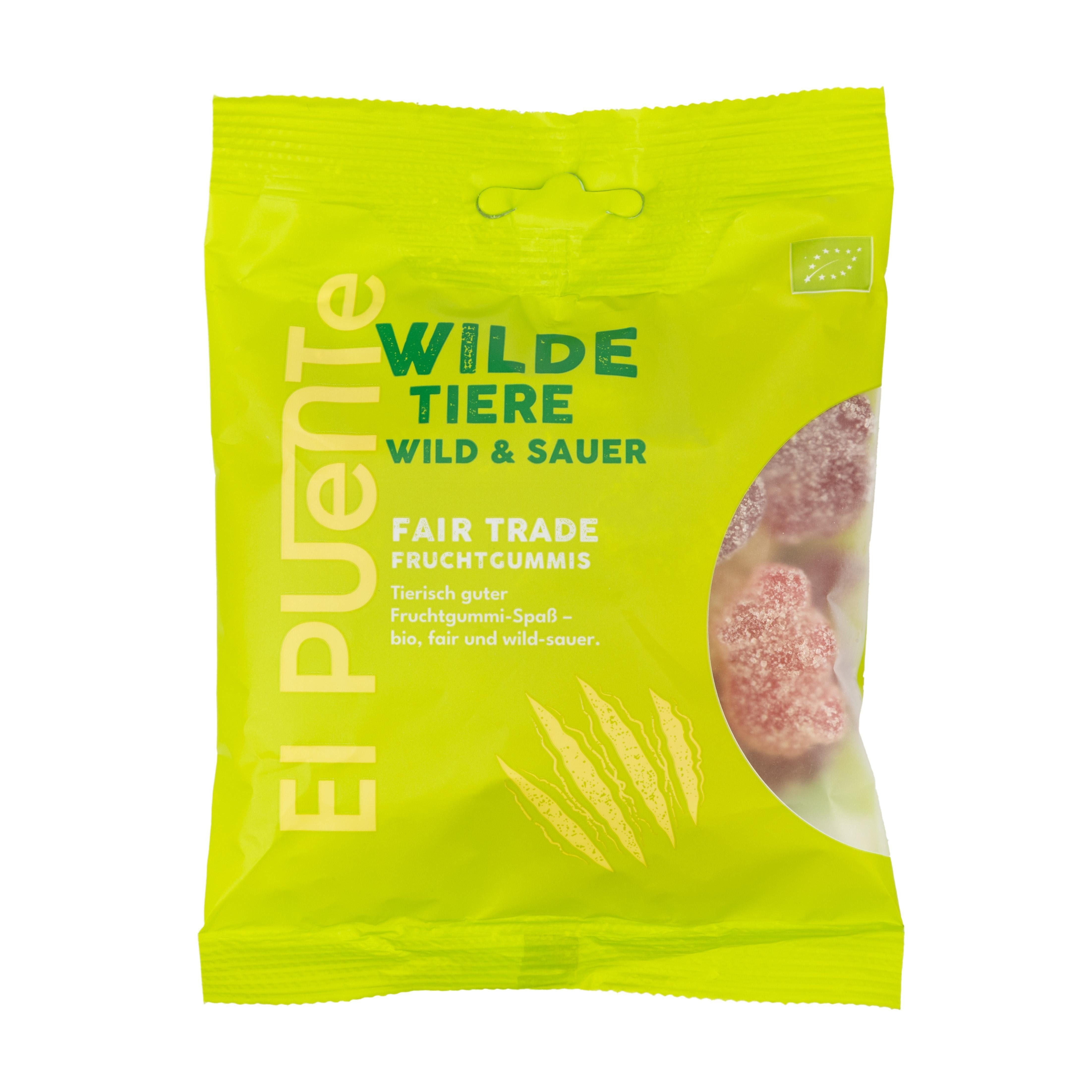 El Puente Süßigkeit Wilde Tiere wild & sauer - Bio-Fruchtgummi 100 g, Fair Trade, Bio, Handmade