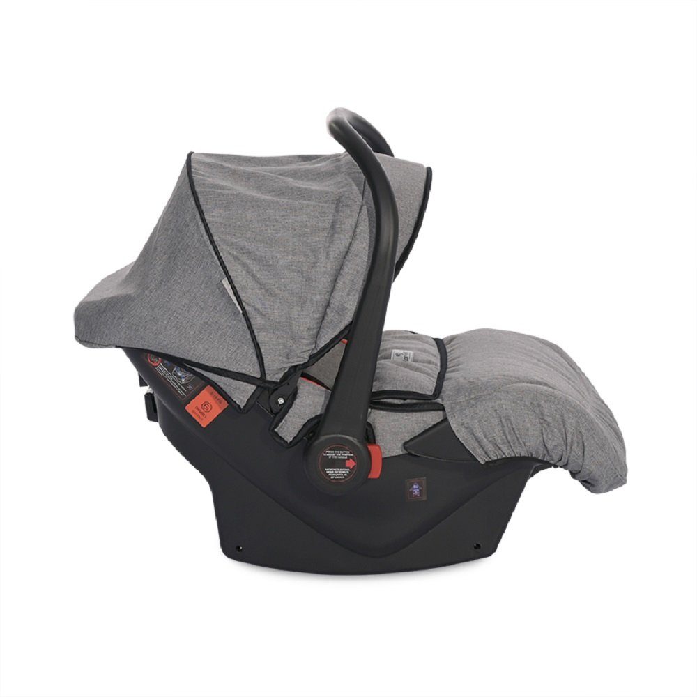 Lorelli Babyschale Babyschale Gruppe Pluto grau/schwarz 0+, Kissen Fußabdeckung, - 13 (0 13 kg), kg, Sonnendach, bis