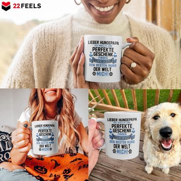 22Feels Tasse Bester Hundepapa Herrchen Geschenk Hundeliebe Welpe Kaffeetasse Hund, Keramik, Made in Germany, Spülmaschinenfest