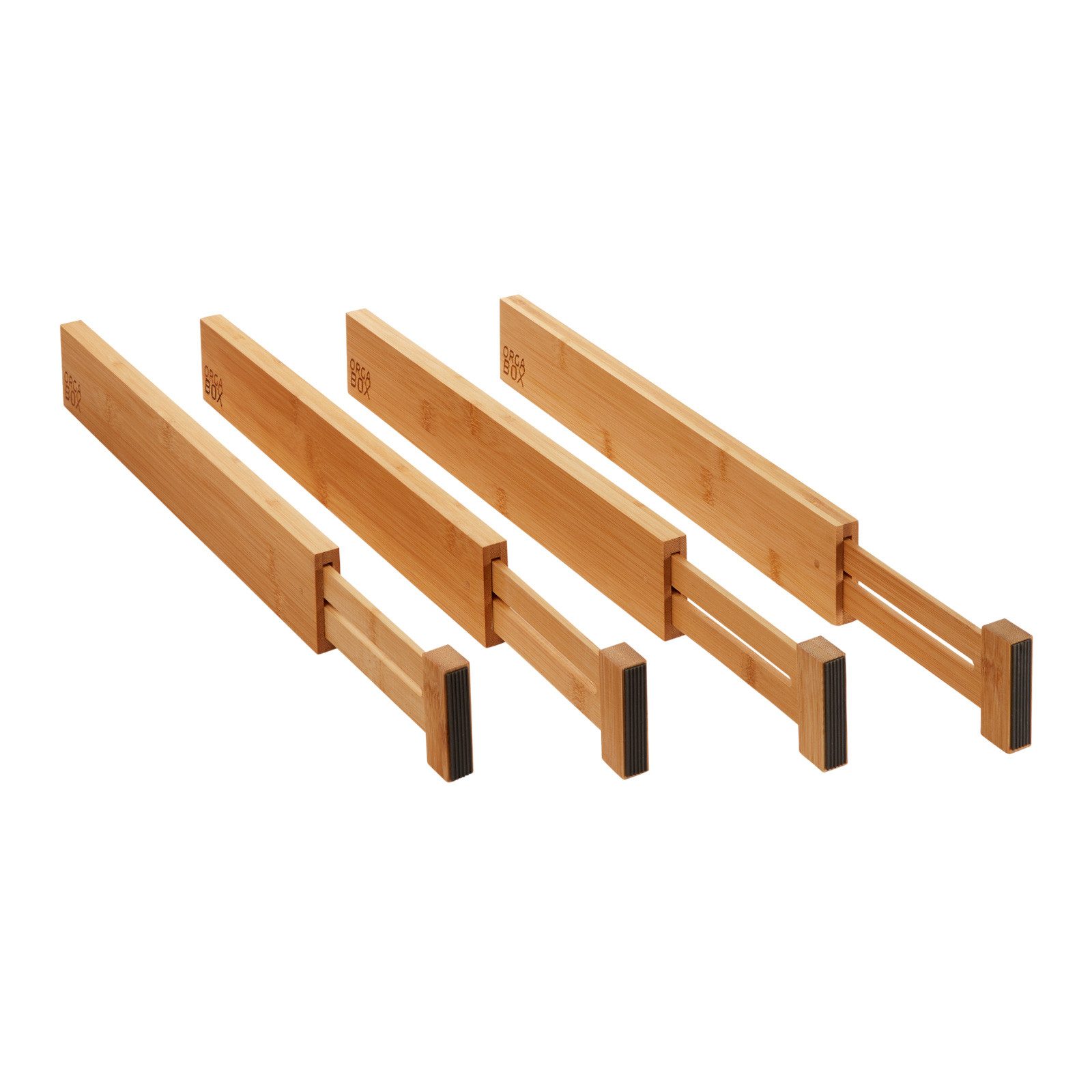 SO-TECH® Besteckeinsatz 4-teiliges ORGA-BOX Bambus Schubladen Trennsystem (Sparset, 4 St), 430 - 556 mm Schubladenteiler mit Federmechanismus
