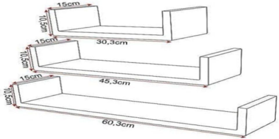 Woltu Wandregal, 1-tlg., Wandregal 3er Set Bücherregal Hängeregal