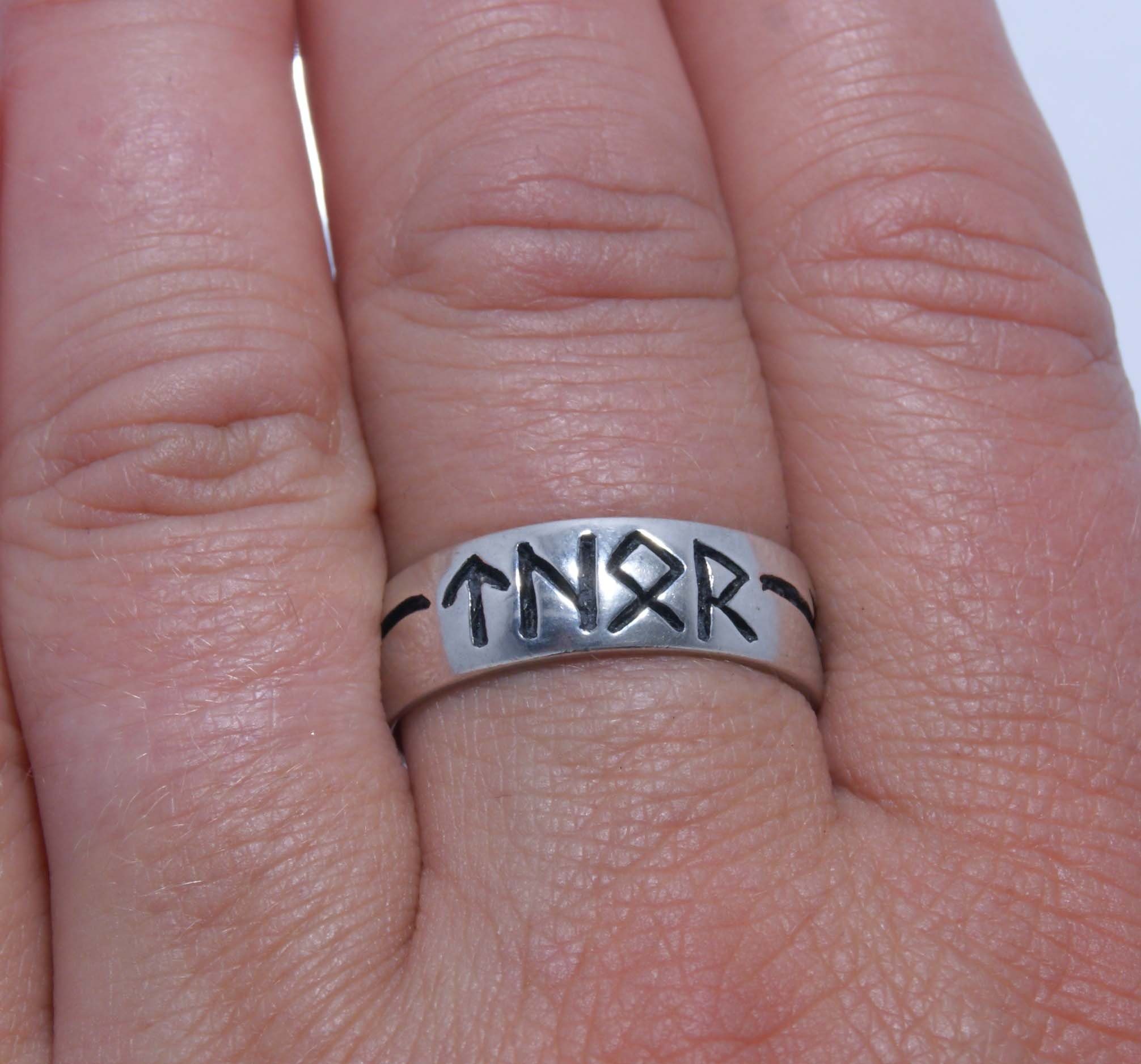 Kiss of Silberring Blitz Donner Gott Runen Gr. 52-78 Fingerring Leather Thor Ring