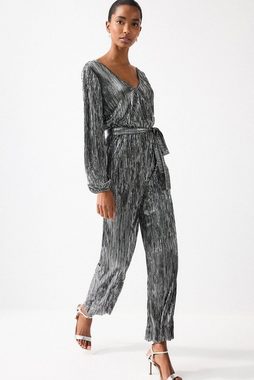 Next Jumpsuit Langärmeliger plissierter Metallic-Overall (1-tlg)