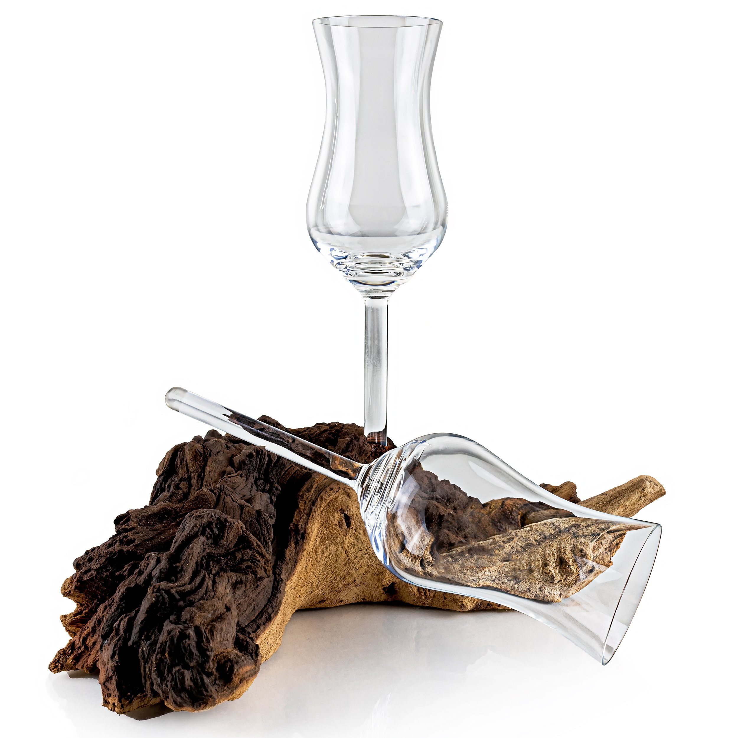 Deggelbam Schnapsglas Echtholz Wurzel mit Grappagläsern ohne Stiel - Schnapsgläser, 1-tlg., Handgemacht in Deutschland!
