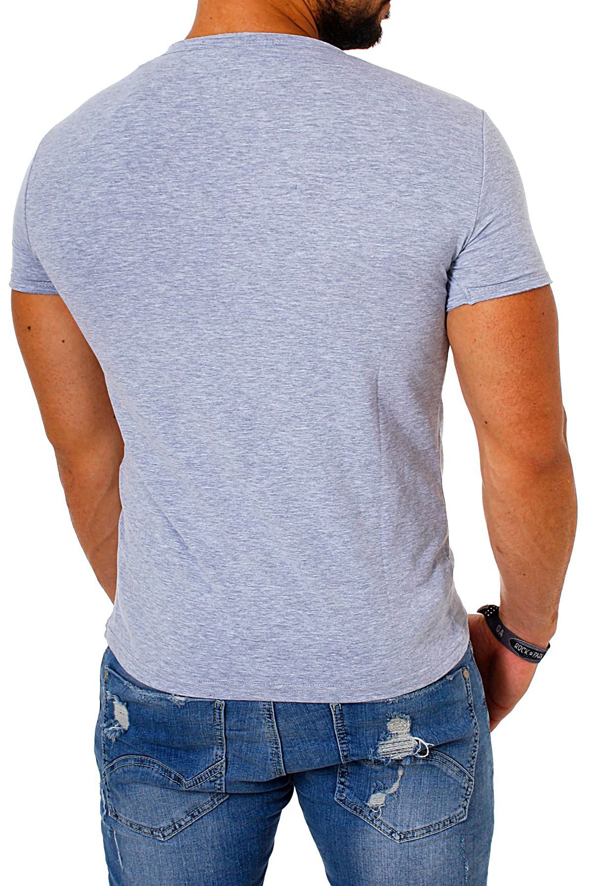 CARISMA T-Shirt Herren Uni Basic 4066 tief-breit geschnittener Ausschnitt vintage Look V-Ausschnitt unifarben kurzarm slim fit