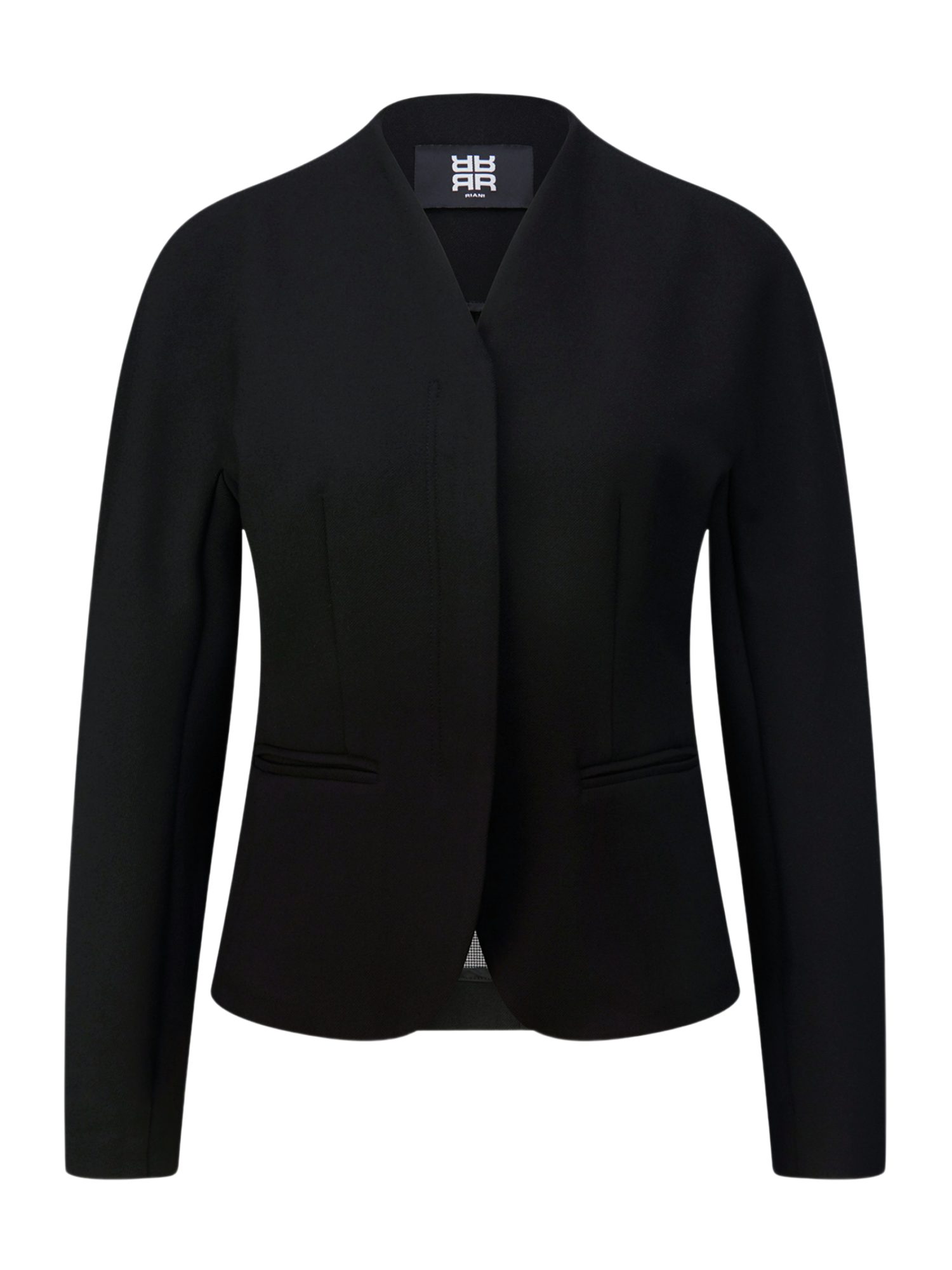 Riani Kurzjacke schwarz,Casual,Polyester,Unifarben,V-Ausschnitt,Langarm,Tailliert