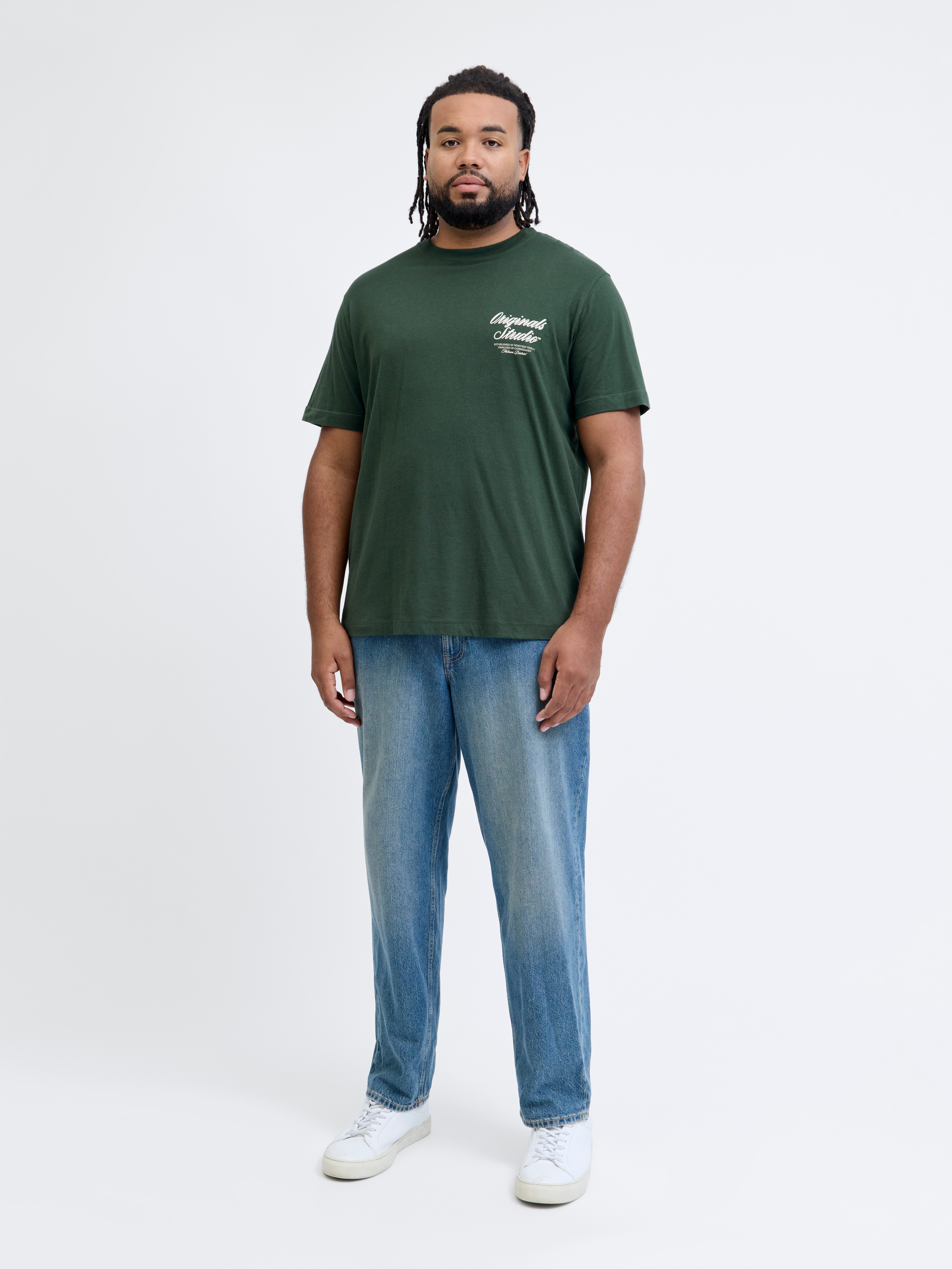 Jack & Jones PlusSize Kurzarmshirt JORNORREBRO TYPO TEE SS CREW NECK PLS mit Schriftzug