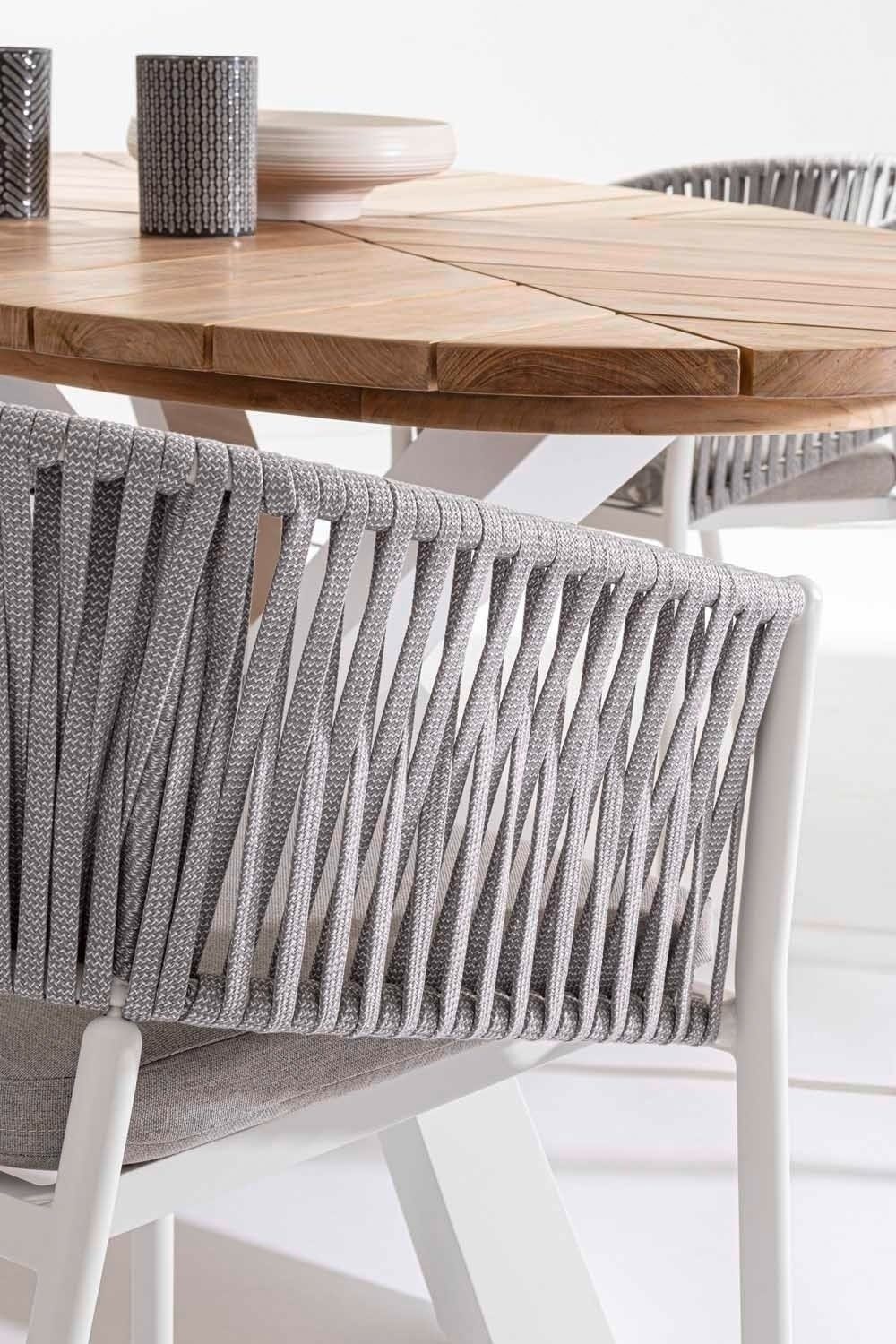 Bizzotto Gartenstuhl FLORENCIA, Hellgrau, Weiß, Aluminium, Tetoron, (1 St), Stapelbar, mit Sitzkissen