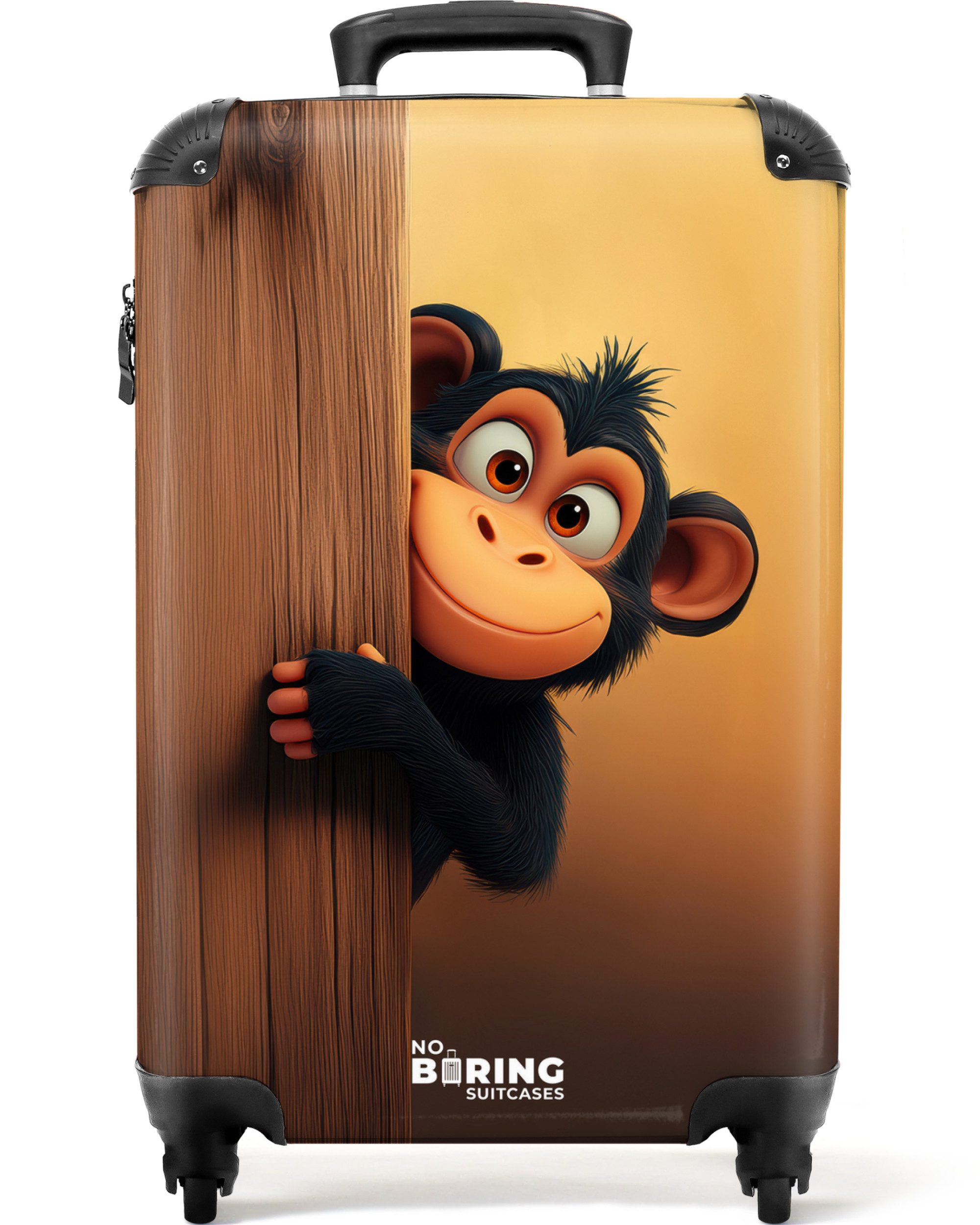 Kinderkoffer Ein Affe hinter einer Holzwand 55x35x20cm