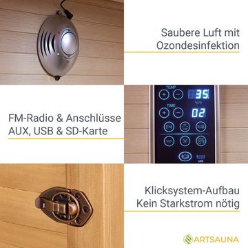 Artsauna Infrarotkabine Nyborg S90V, für 1 Personen, Hemlockholz, HiFi-System, Ionisator, LED-Farblicht