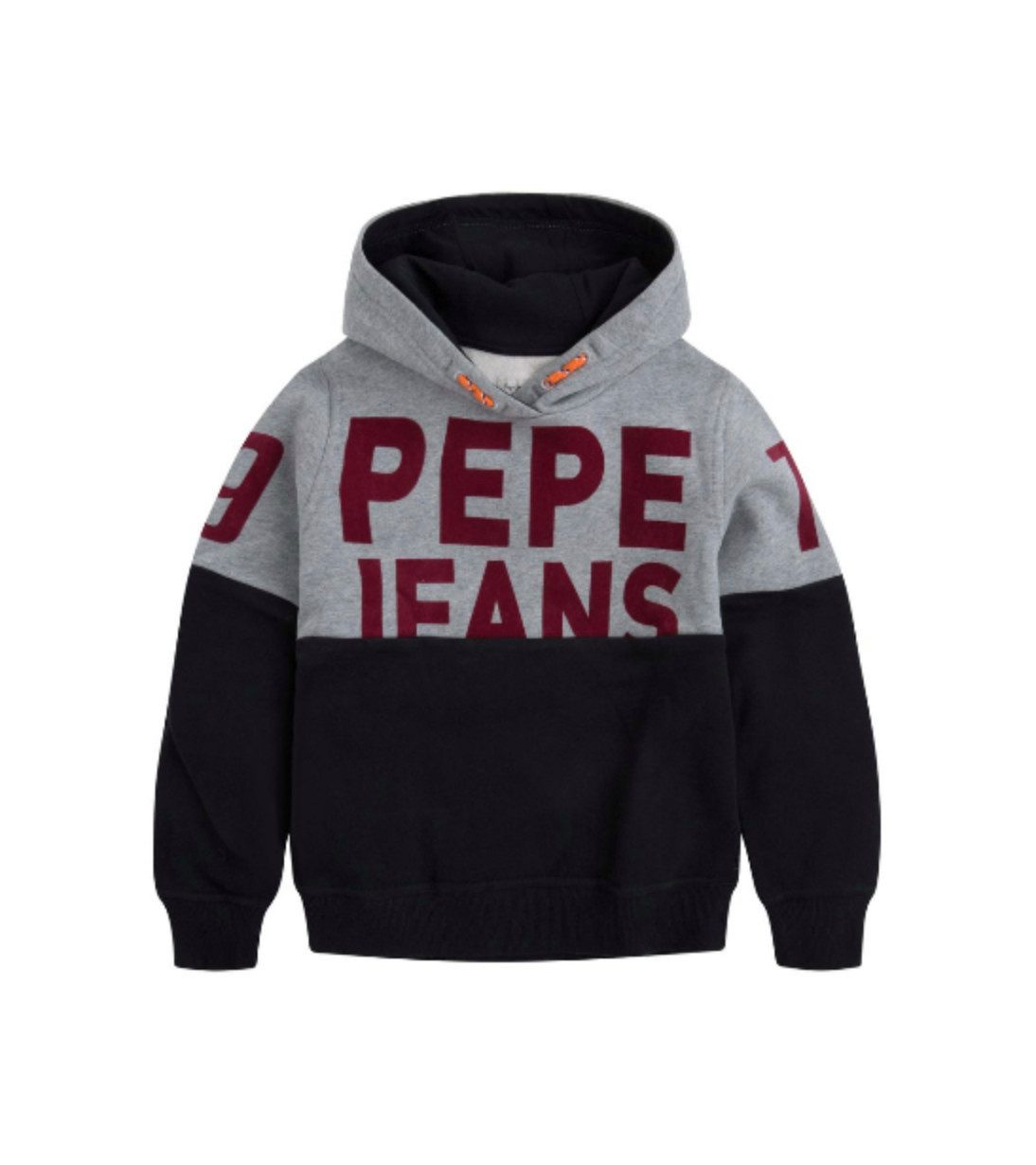 Pepe Jeans Hoodie Kinder Hoodie aus Baumwolle mit Kapuze und Schriftprint – grau/schwarz