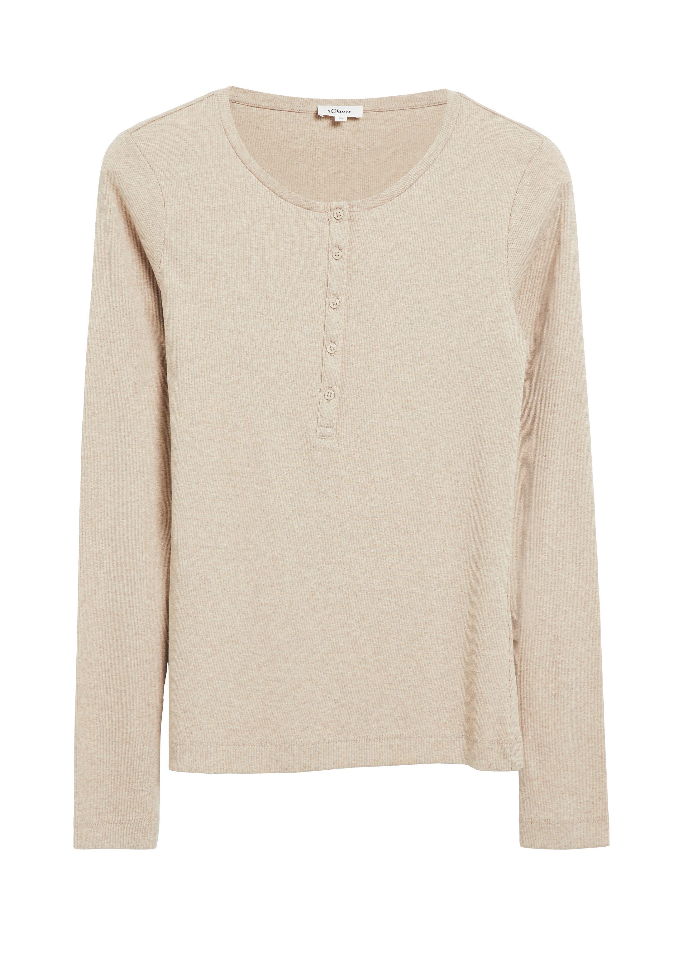 s.Oliver Langarmshirt T-Shirt Geripptes Henley-Shirt – Bild 2 von 5