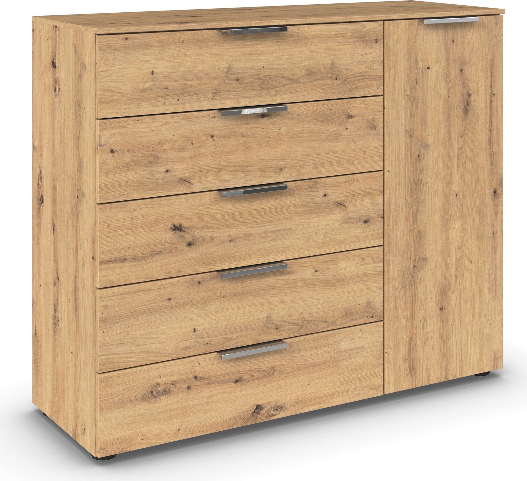 rauch Schubkastenkommode Kommode Türkommode Sideboard Kombikommode FLIPP (Breite 120 cm mit 2 Einlegeböden), 1-türig mit 5 Schubladen und Soft-Close-Funktion