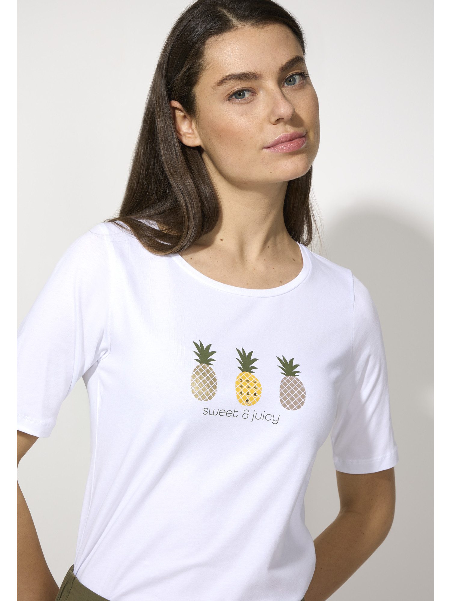 MORE&MORE Kurzarmshirt Ananasshirt günstig online kaufen