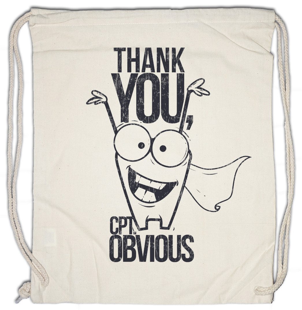 Turnbeutel Thank You Captain ObVIous Turnbeutel Obvious Geek Nerd Fun Science