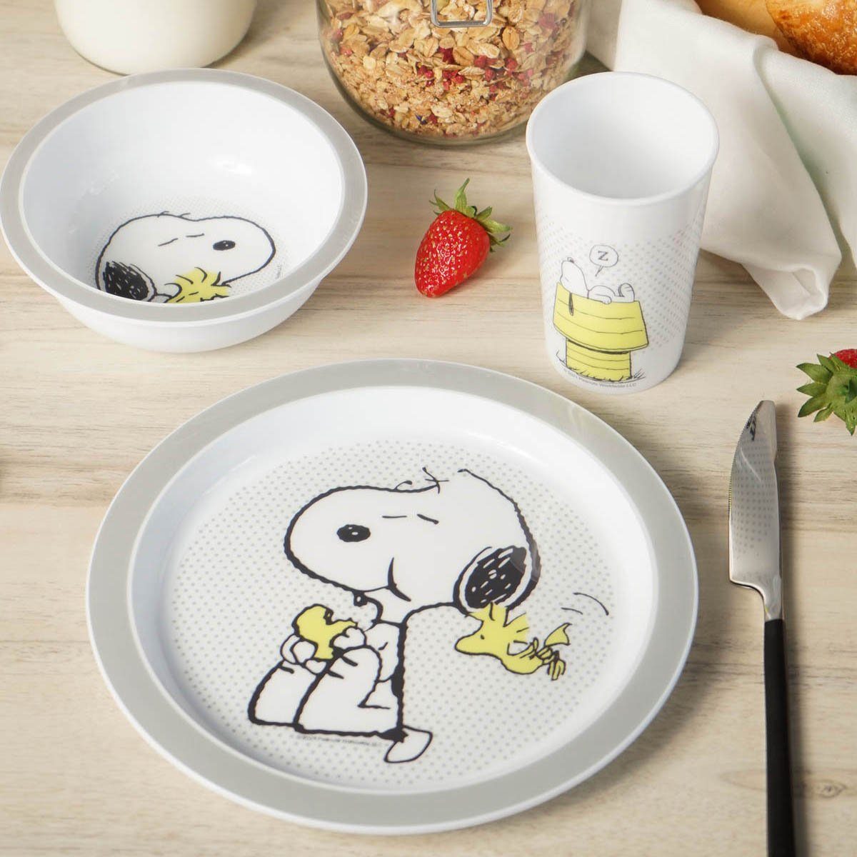 Geda Labels Cute Cuddly Personen, PP Snoopy & Kindergeschirr 3teilig 1 PP, GmbH Kindergeschirr-Set