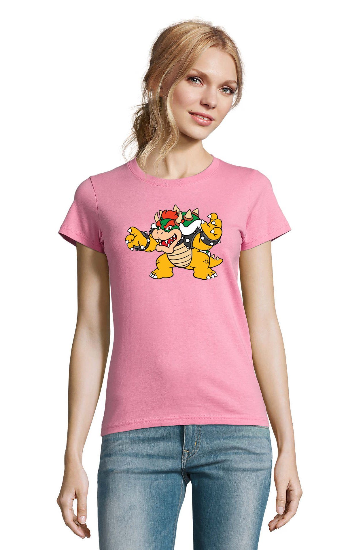 Blondie & Gaming Nintendo Gamer Bowser Luigi Yoshi Konsole Rosa Damen Game Brownie Mario T-Shirt