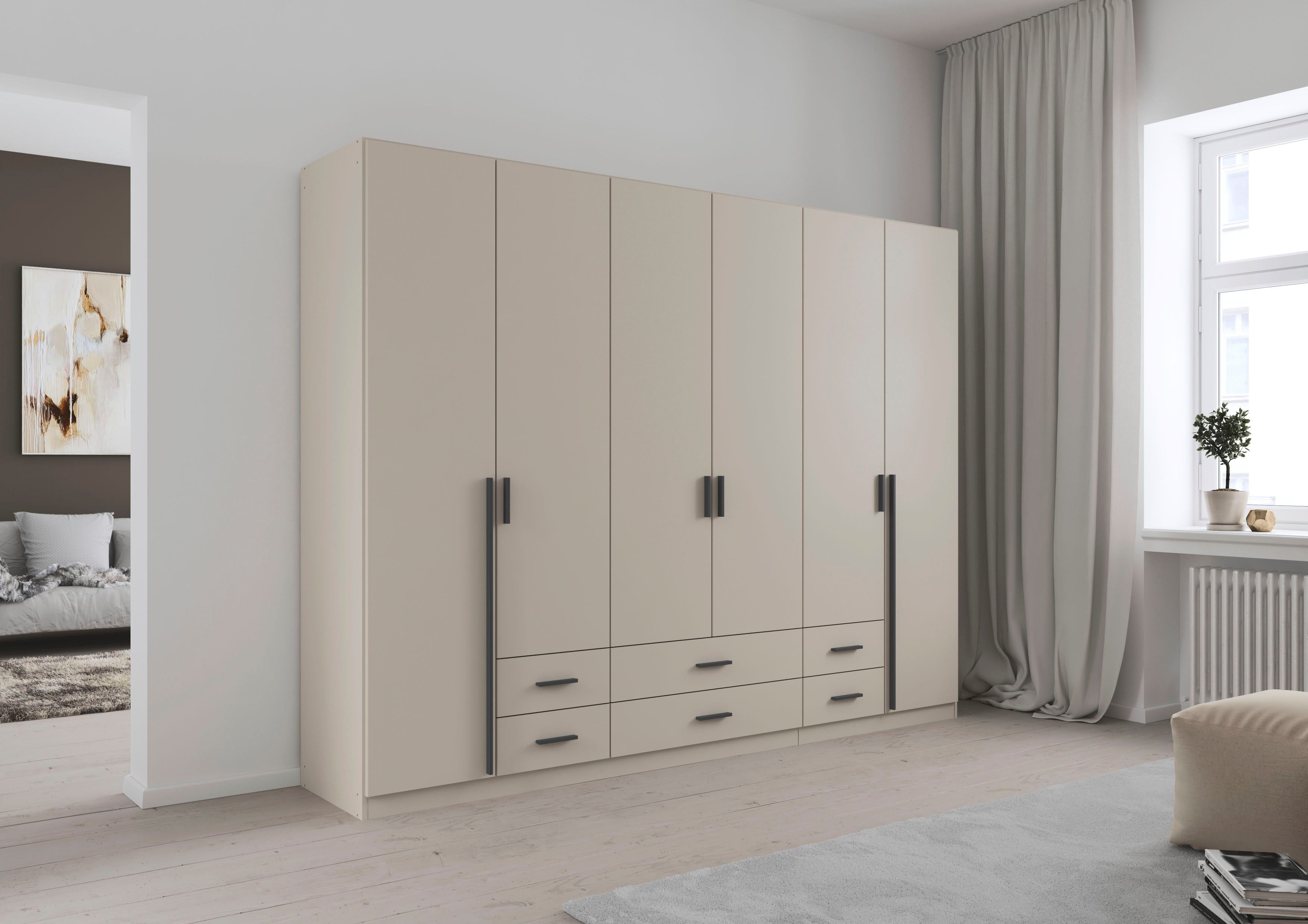 rauch Drehtürenschrank Kleiderschrank Garderobe GAMMA Breiten 271 cm (in 3 Ausstattungen BASIC/CLASSIC/PREMIUM (inkl. SOFT-CLOSE-Funktion) mit Schubladen, verschiedene Griff-Varianten TOPSELLER MADE IN GERMANY