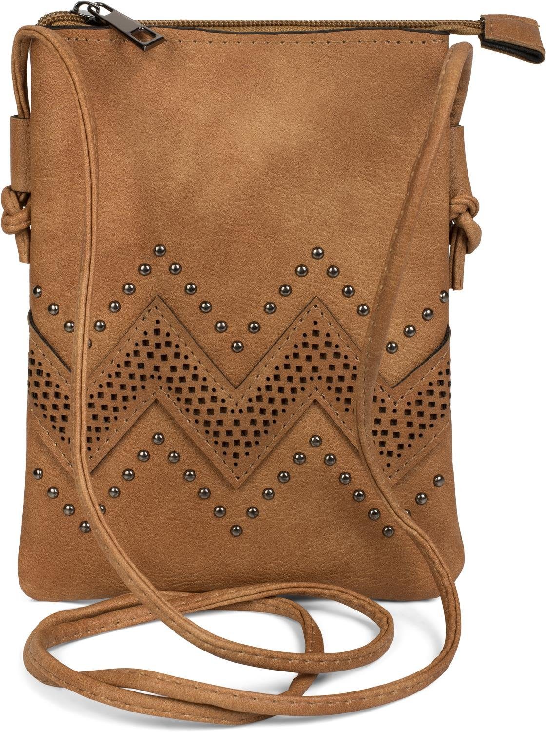 Mini Bag Mini Umhängetasche mit ZickZack Cutout und Nieten