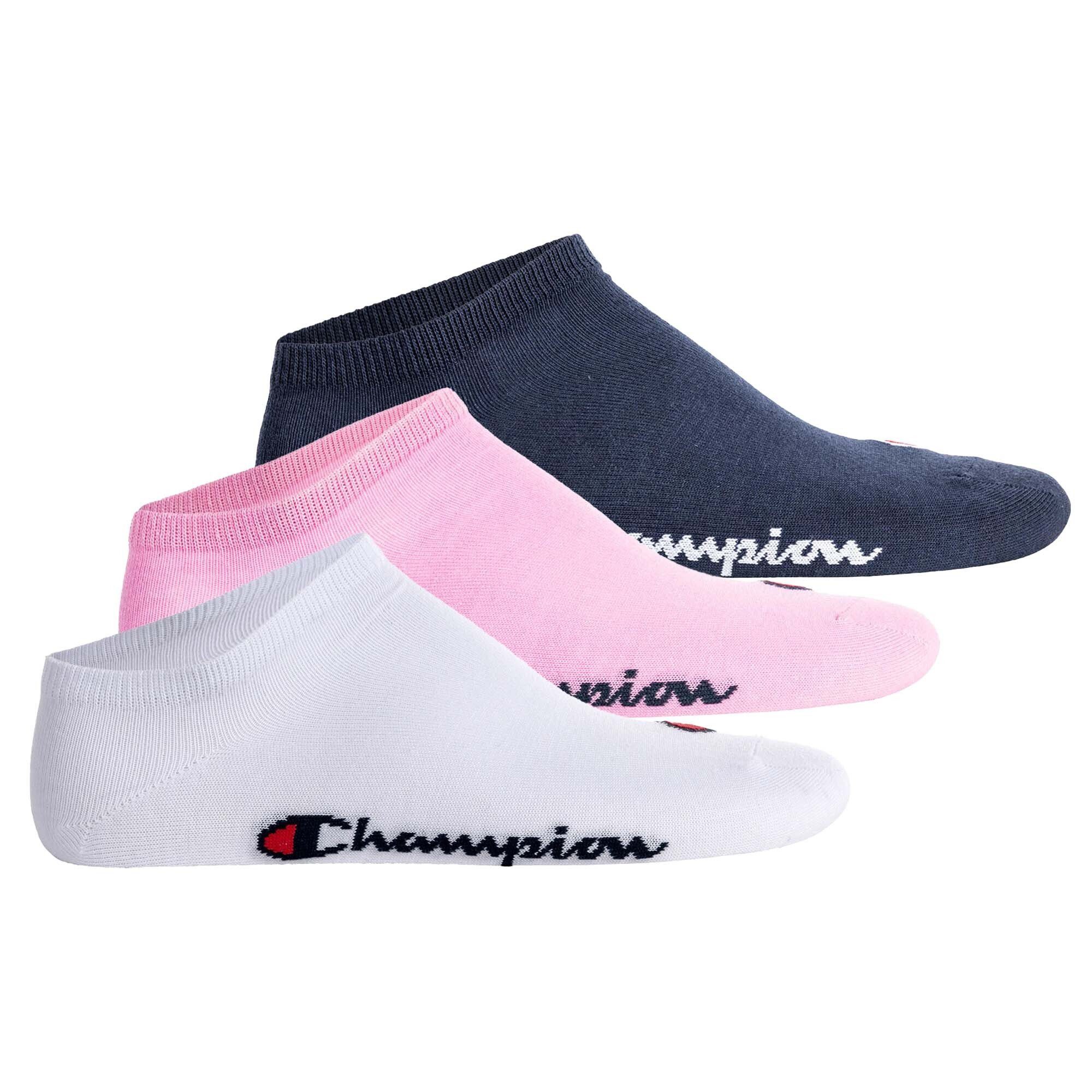 Champion Sportsocken Unisex Sneaker Socken, 3er Pack - Sneaker Socken Rosa/Weiß/Blau