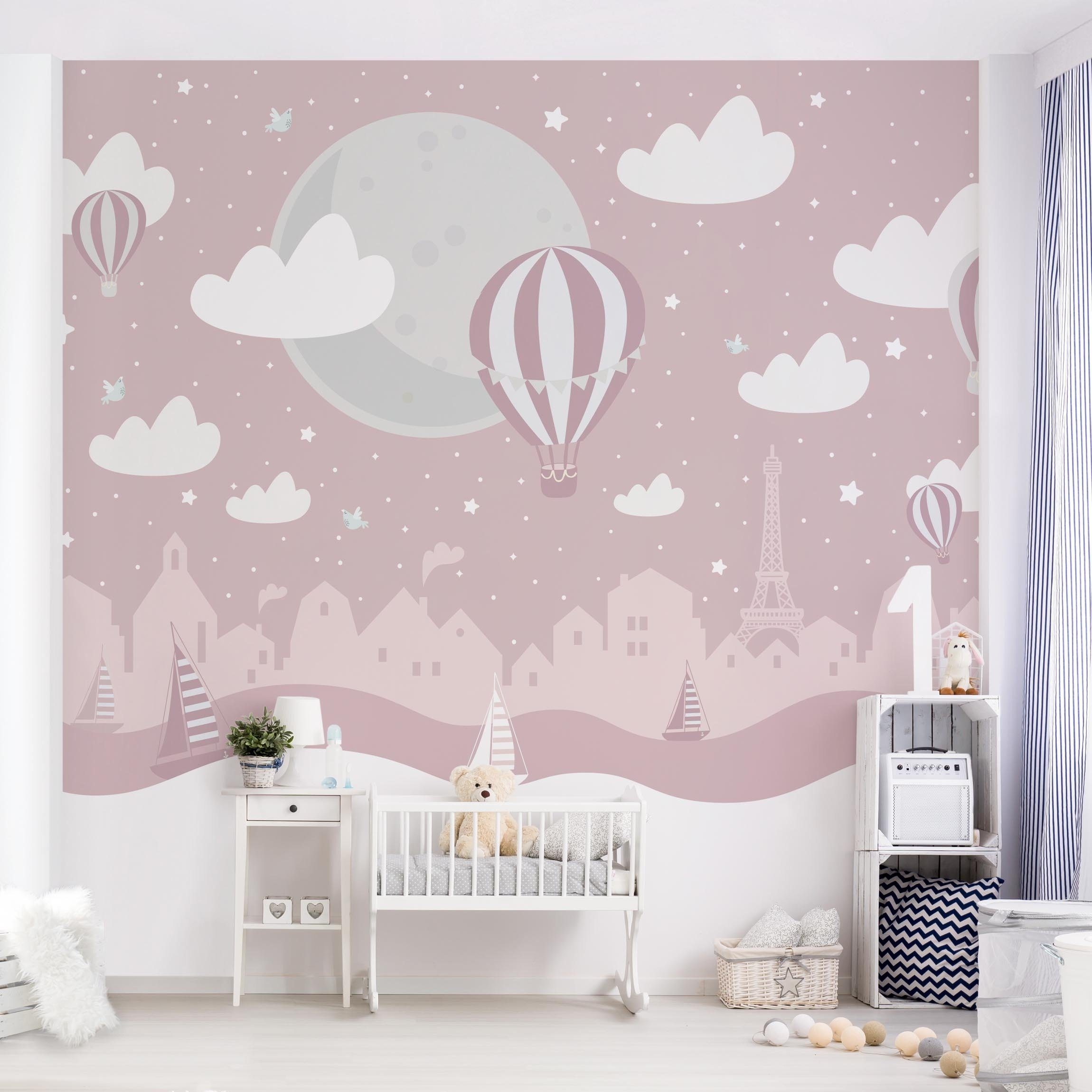 Bilderdepot24 Kindertapete Kinderzimmer Paris Sterne Heißluftballon günstig online kaufen