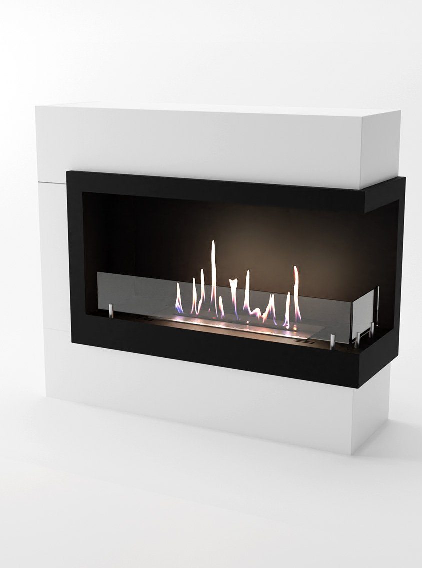 GLOW FIRE Echtfeuer-Dekokamin Halden Mini rechts Ethanol Kamin, Bioethanol Kamin mit 3h Brenndauer, Heizleistung bis 2 kw