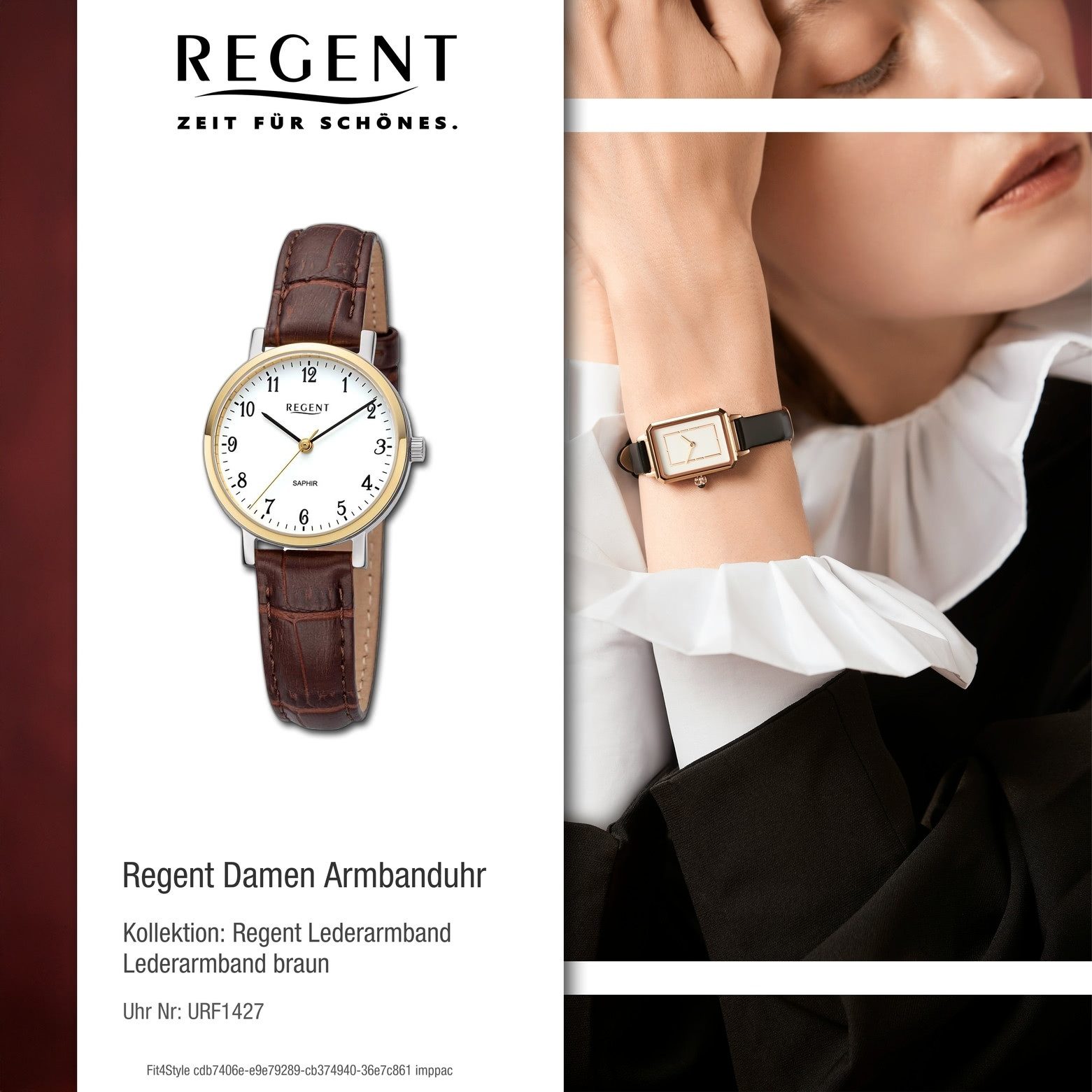 Regent Quarzuhr Regent Damen Armbanduhr Analog, (Analoguhr), Damen Armbanduhr rund, extra groß (ca. 30mm), Lederarmband