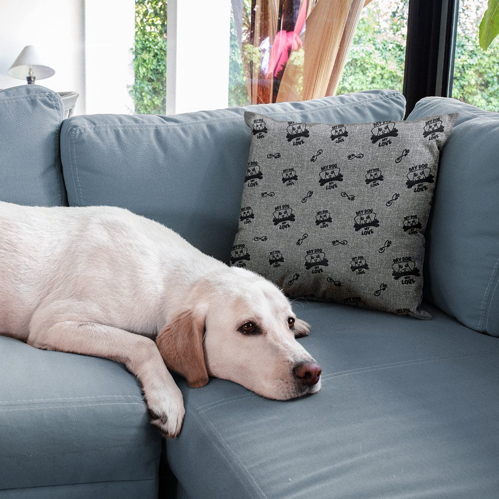 novely® Stoff OXFORD 330D Hundeliebe - Beflockter Outdoor-Polsterstoff - Wasserabwei, Wasserabweisend, Outdoor, Meterware, 1lfm