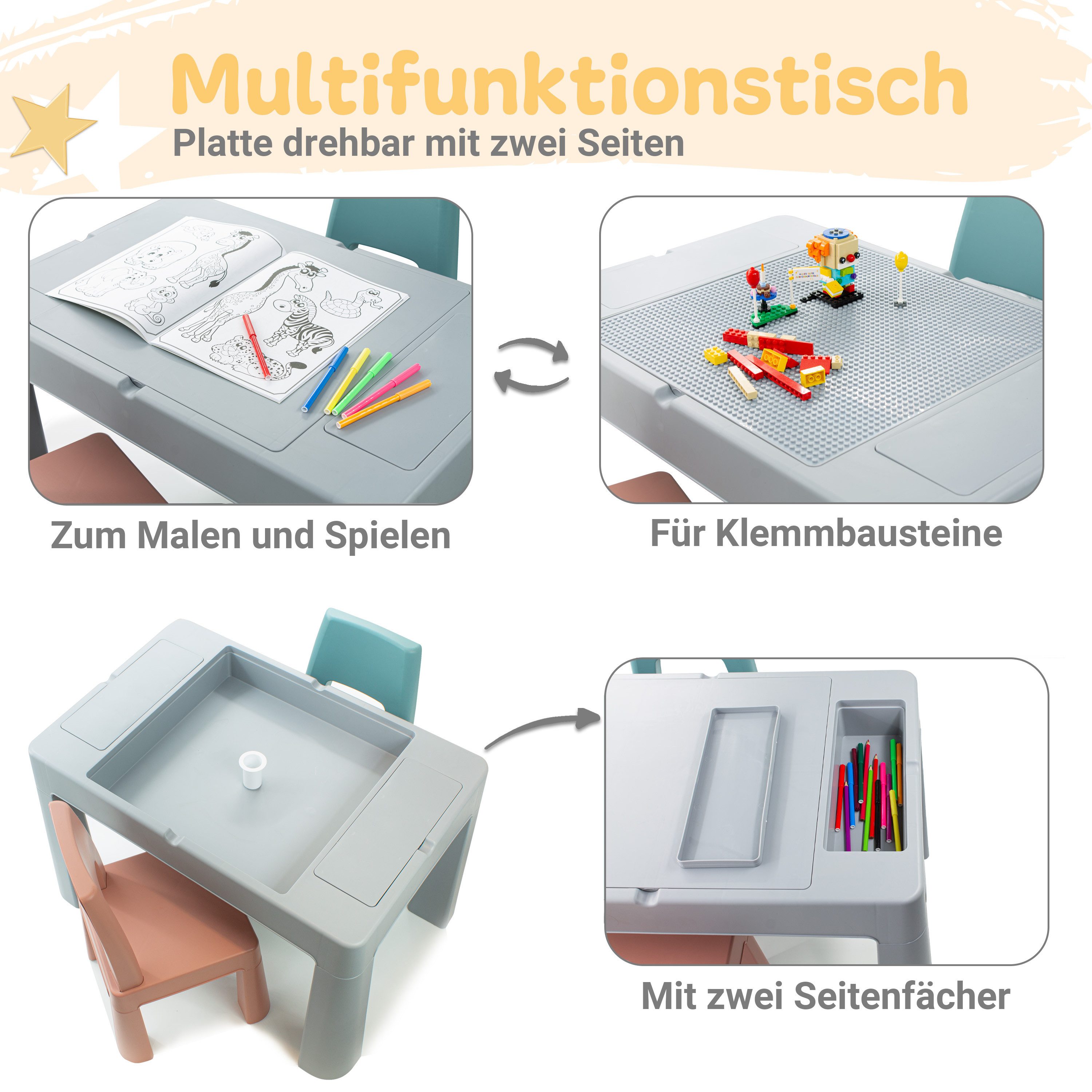 Babykajo Spieltisch, (Set, 3-tlg), Kindertisch mit 2 stühlen - Spieltisch f günstig online kaufen