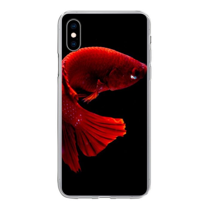 MuchoWow Handyhülle Fisch - Rot - Schwarz Handyhülle Apple iPhone Xs Smartphone-Bumper Print Handy