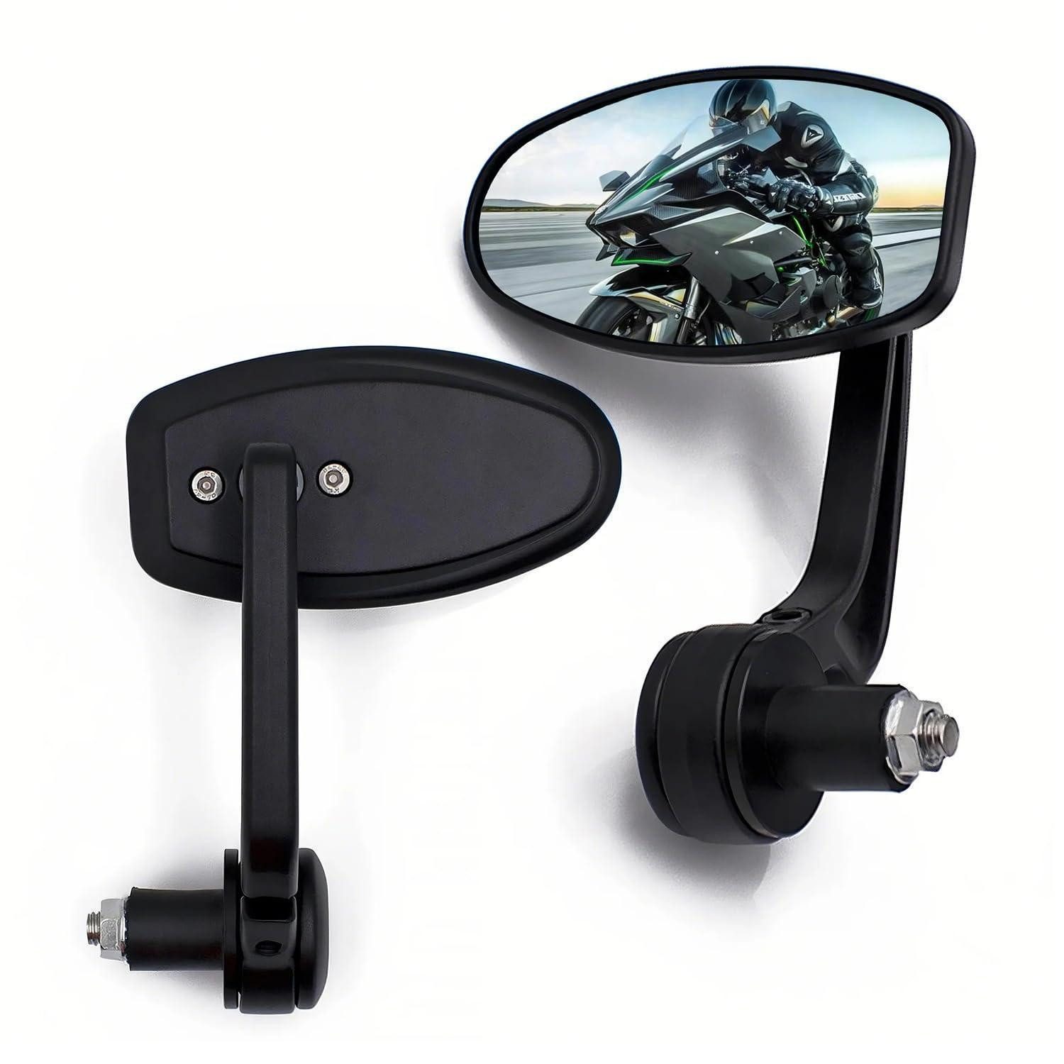 LuxusKollektion Motorradspiegel Motorrad Spiegel Lenkerendenspiegel 22mm 360 Drehbar Schwarz#1 (1-St)