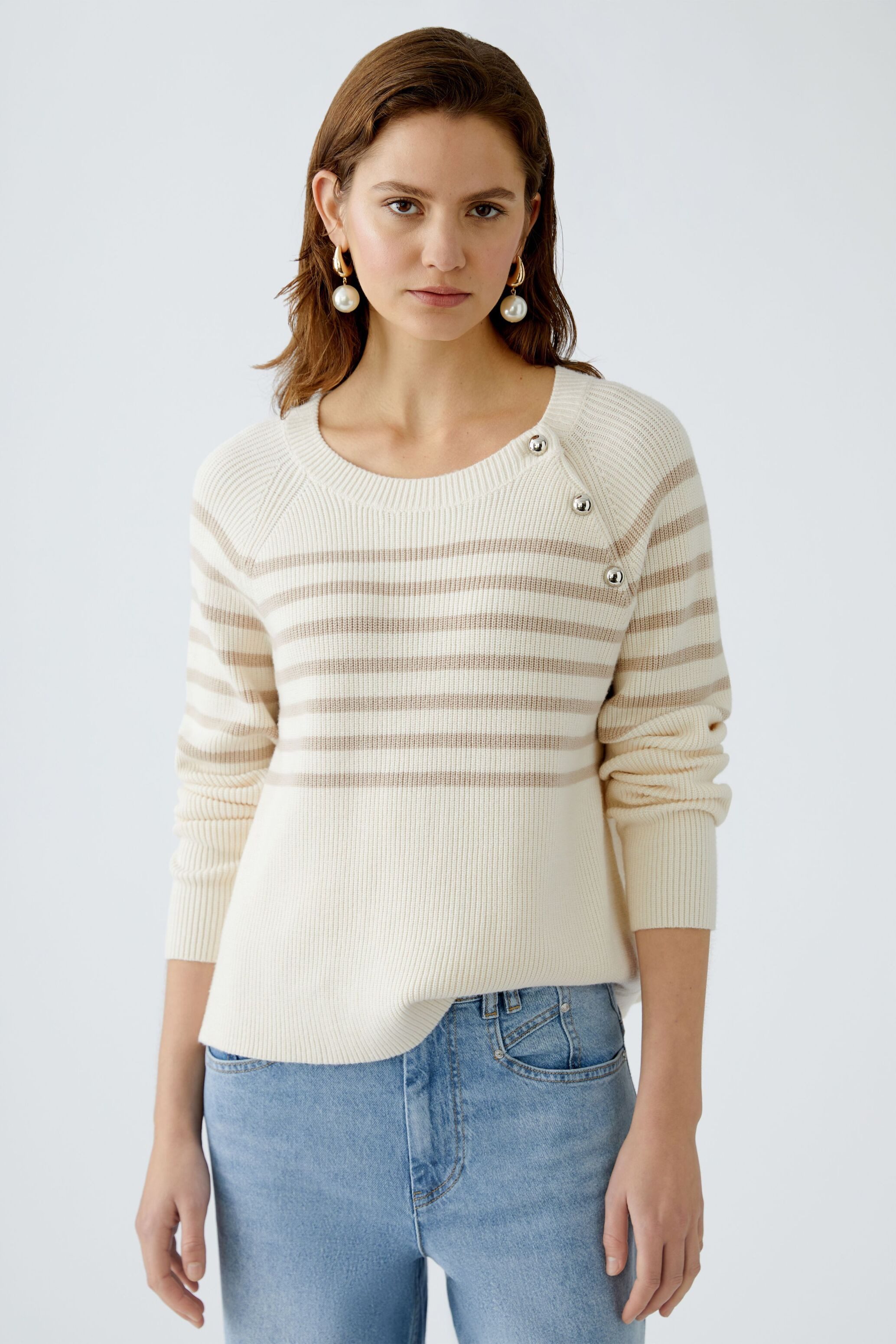 Oui Rundhalspullover Pullover Viskosemischung günstig online kaufen